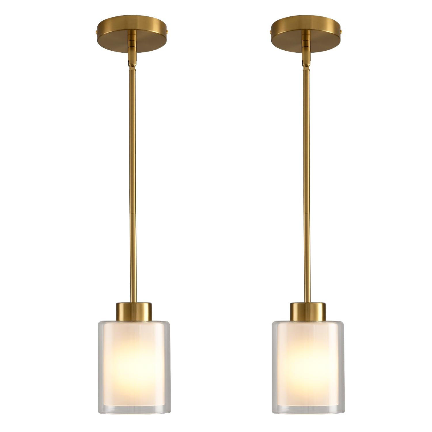 CAFULAM Modern Pendant Light - Industrial Glass Shade, Adjustable, Bronze - 2 Pack