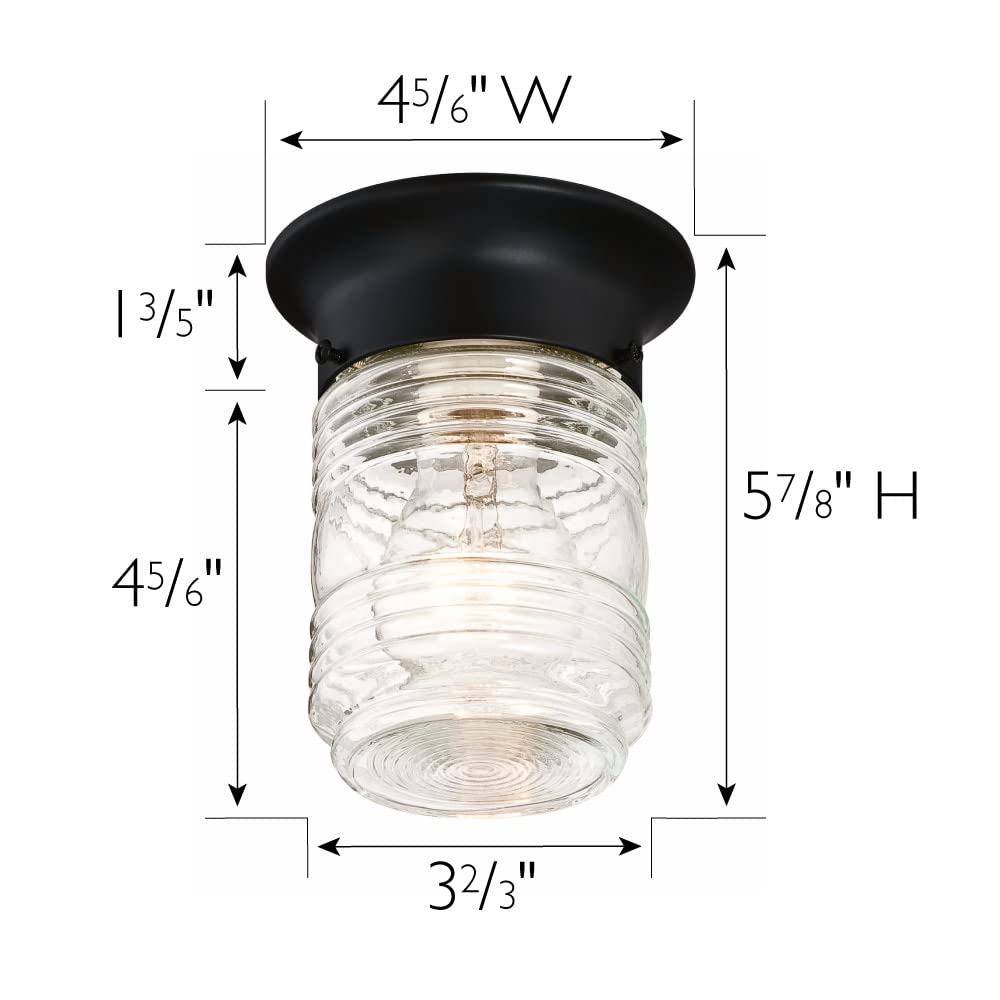 Design House 587220 Jelly Jar Flush Mount Light, 4.83in Matte Black, Alloy Steel, Indoor/Outdoor