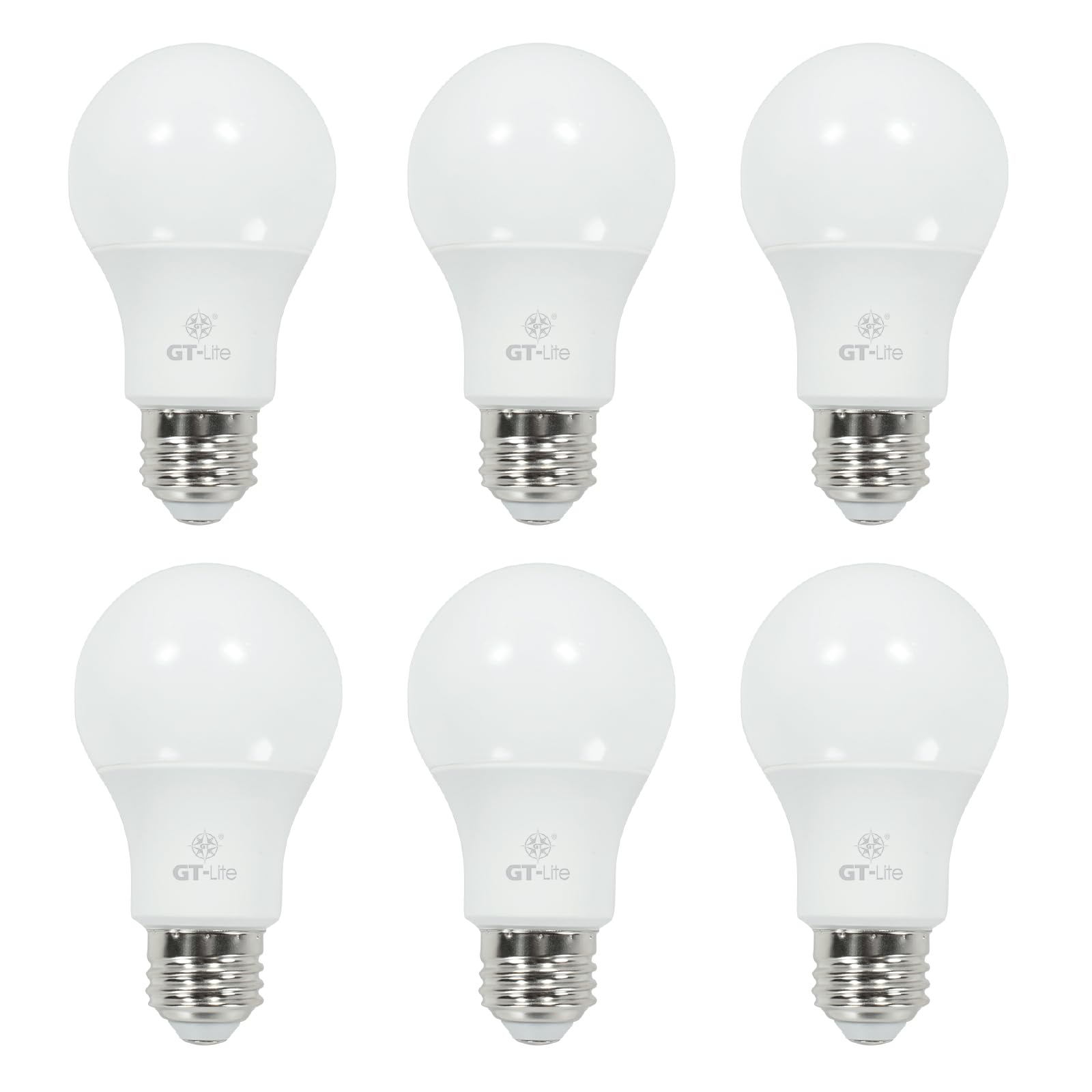 Gt-Lite 150W Equivalent 3 Way Led Light Bulbs 6 Pack, 2700K Soft White, A19, E26 Medium Base, 3 Brightness Levels, Adjustable Wi