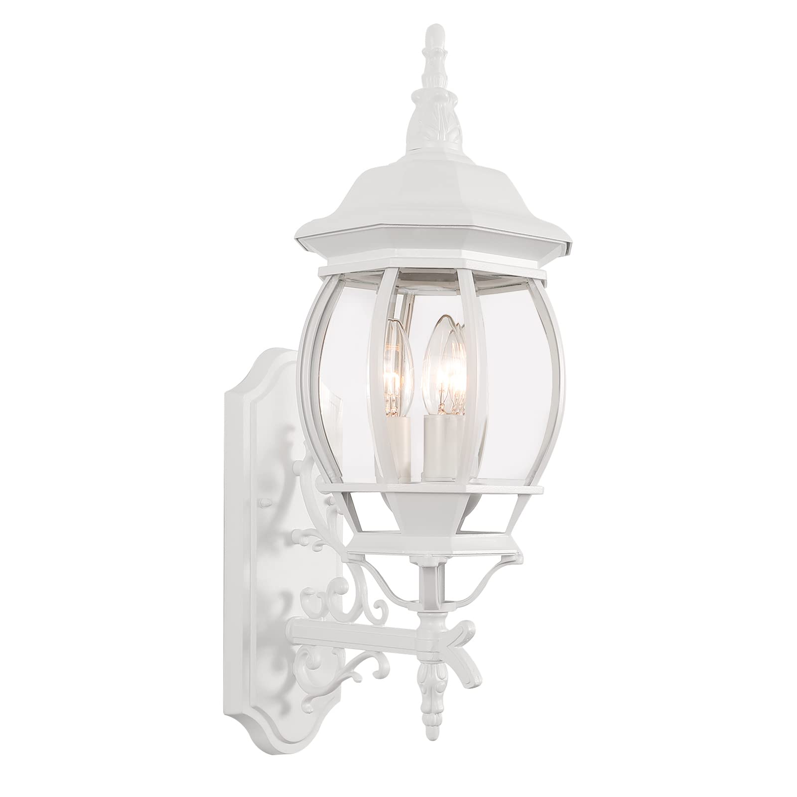 Krychiler 3-Light White Outdoor Wall Lantern Sconce - Waterproof Porch Lighting Fixture