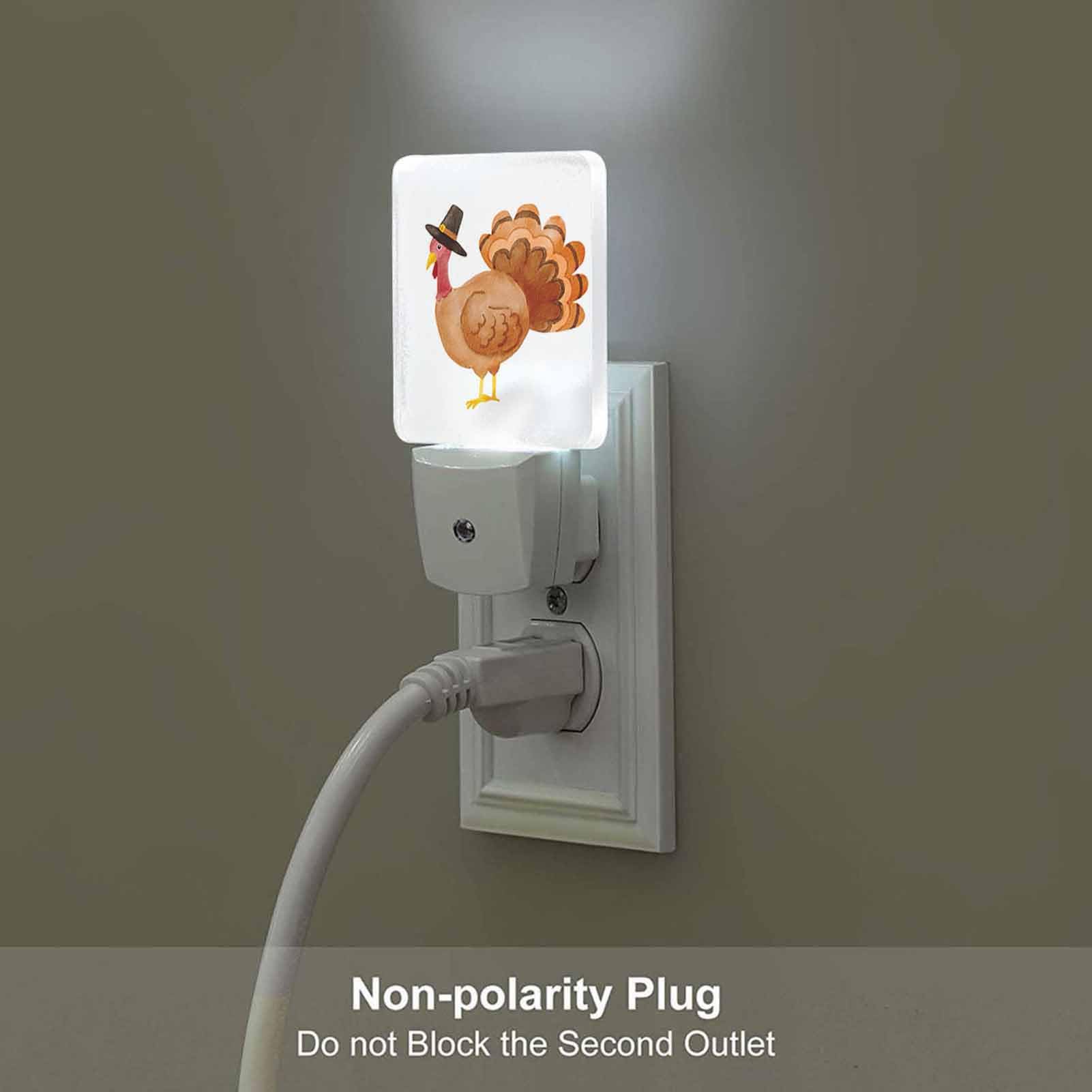 Chrobak Led Night Light With Dusk To Dawn Sensor, 41W Watercolor Thanksgiving Turkey, Model Wml-Night-Light-231023-45