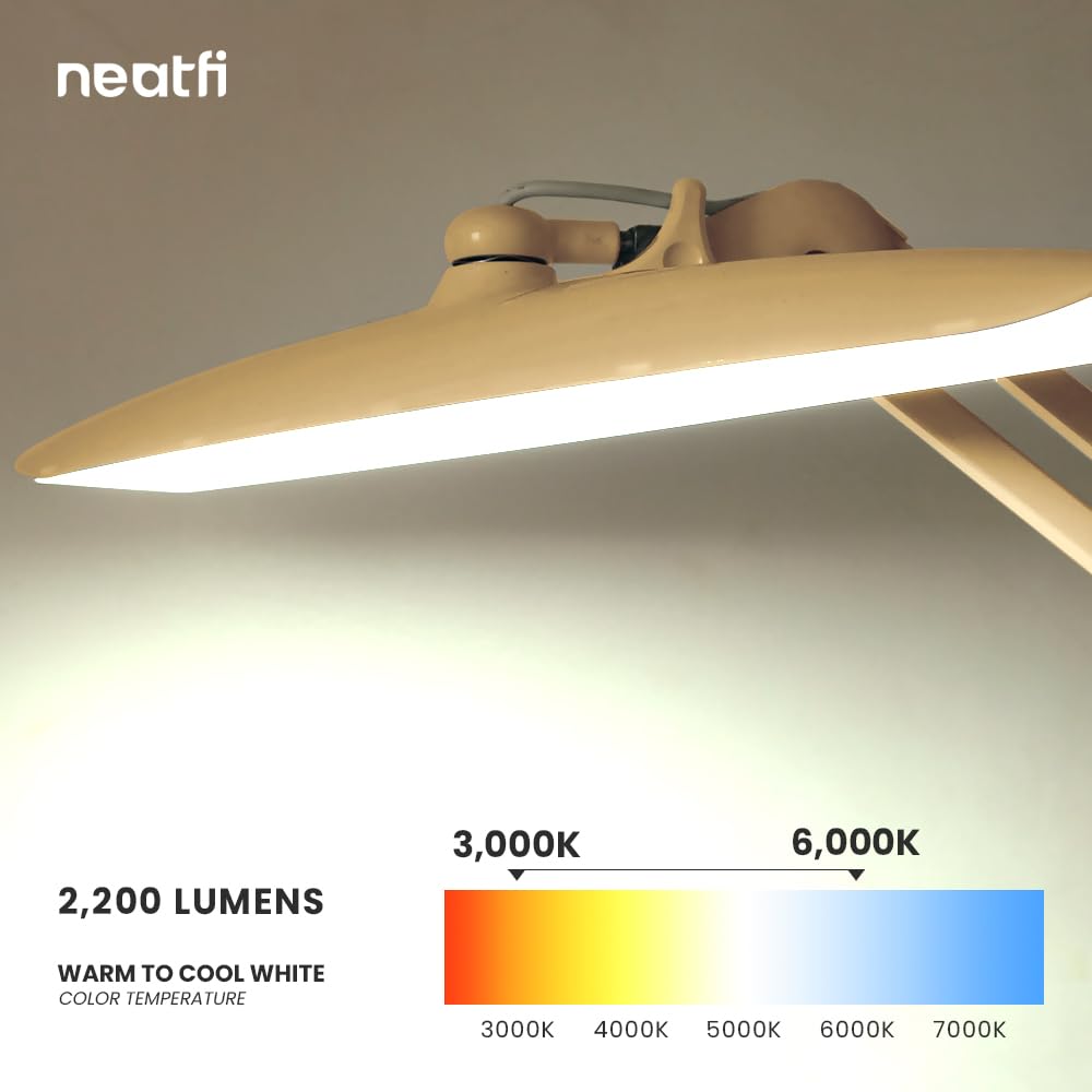 Neatfi Xl 2 200 Lumens Led Task Lamp  24W  117 Pcs Smd Led  Dimmable  4 Level Brightness  3 Light Modes  Desk Light For Home  Office  Workbench (Cct  Gold)