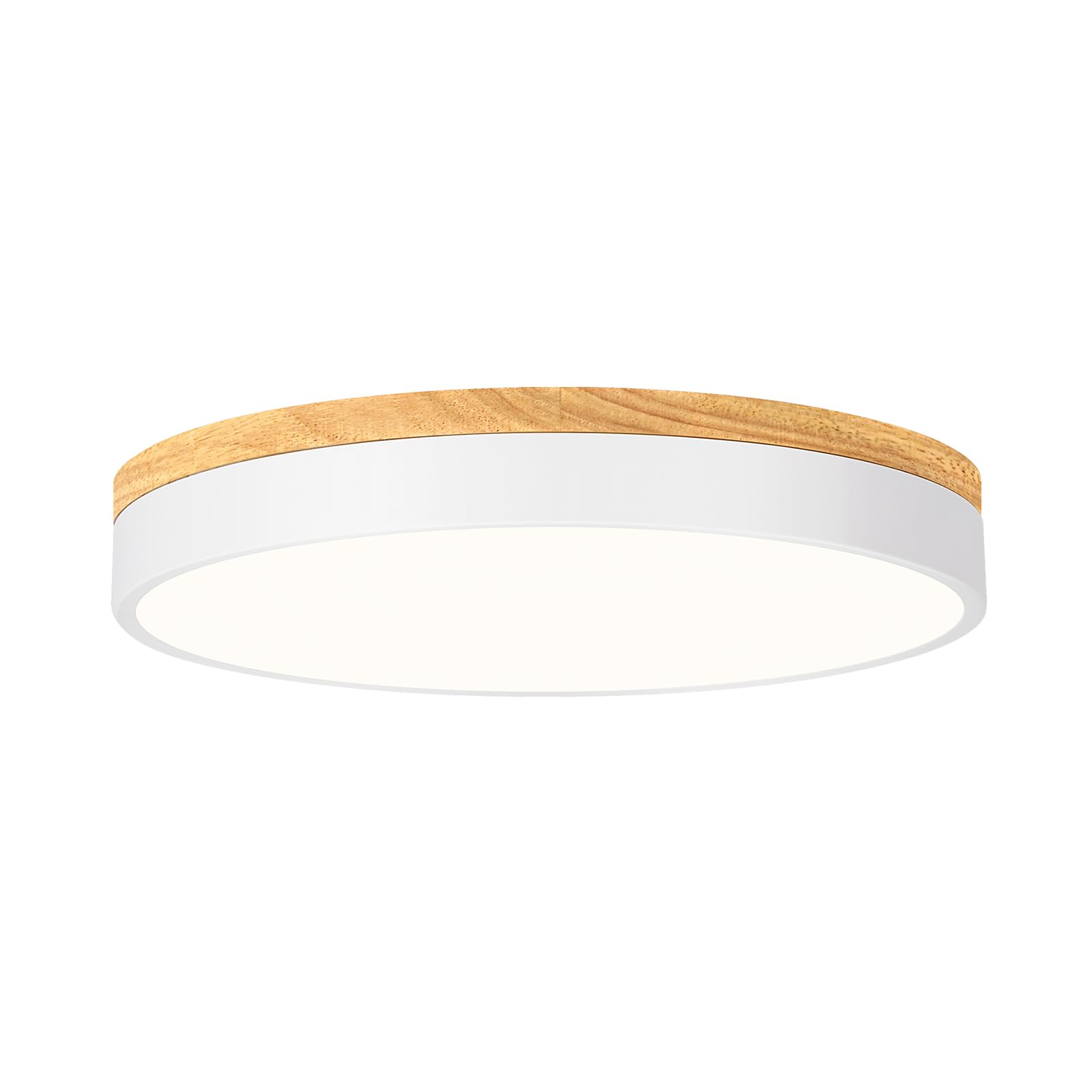 Zuyurt Wood Led Ceiling Light, Modern White Flush Mount Ceiling Light, Minimalist Close To Ceiling Light Fixture For Bedroom, Ha