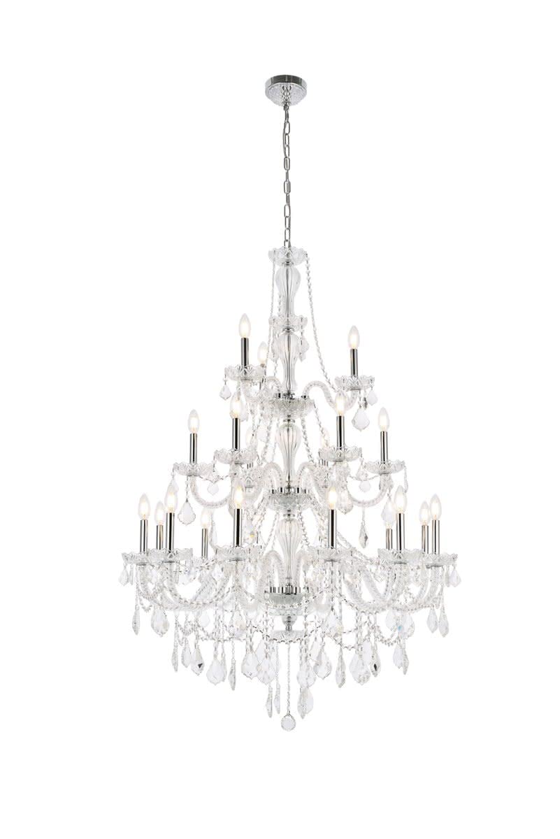 Elegant Lighting Giselle 21-Light Royal Cut Crystal Chandelier - Gold Finish, Clear
