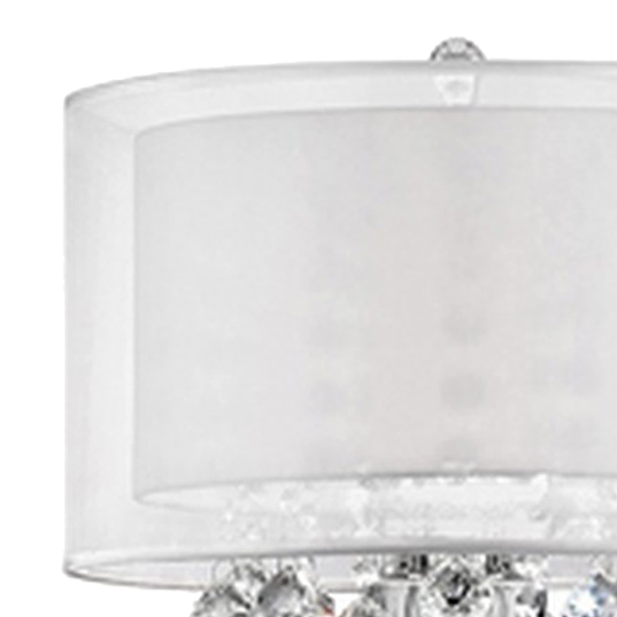 Benzara Twisted Crystal Accent Floor Lamp, Dual Fabric Shade, Clear, Model BM240937