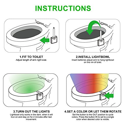 Bsashf 4 Pack Color Changing Toliet Night Light Motion Sensor Led Toilet Motion Activated Led Light Washroom Light Uv Slap Activ