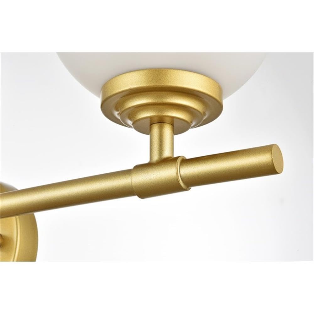 Living District Ansley 3-Light Iron & Glass Bath Sconce in Brass/Frosted White