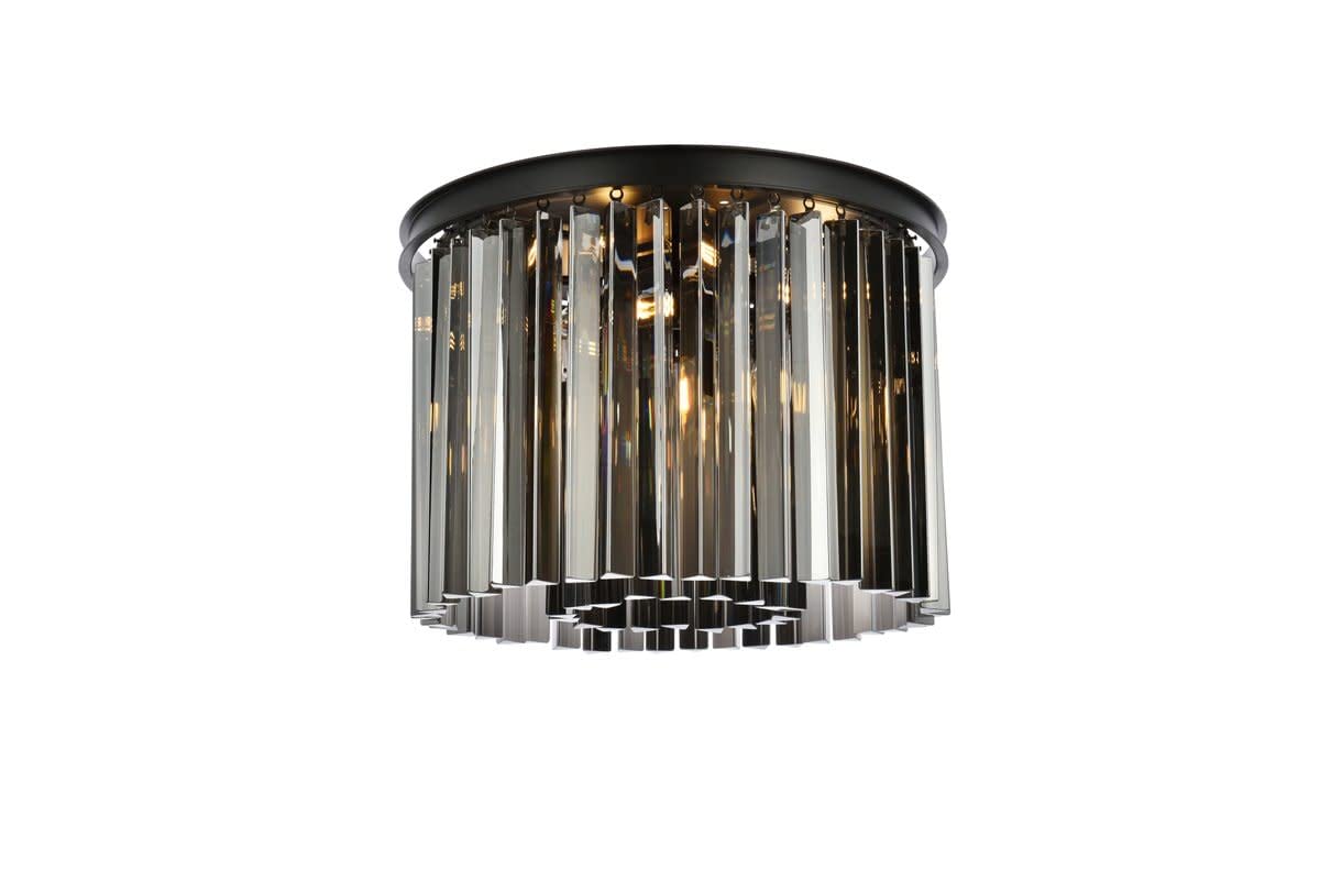 Elegant Lighting 1208F20Mb-Ss-Rc 20 Dia X 135 H In Sydney Flush Mount - Mocha Brown- Royal Cut Silver Shade Crystals