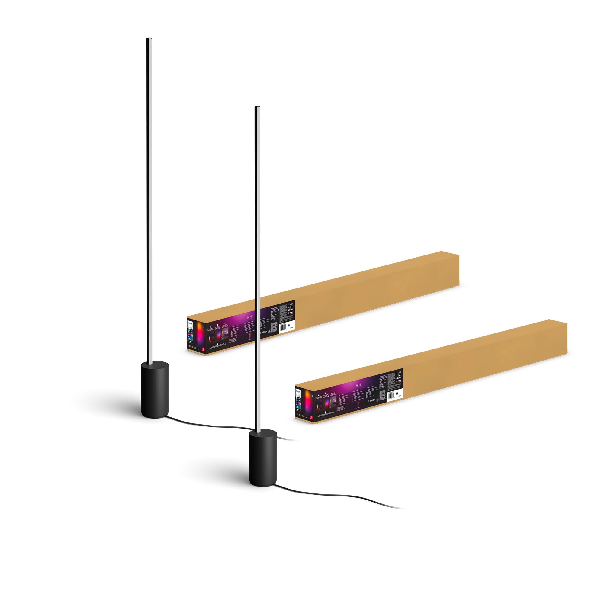 Philips Hue Signe Smart Floor Lamp, Black - White and Color Ambiance LED Color-Changing Light - 2 Pack - Control with Hue App - 