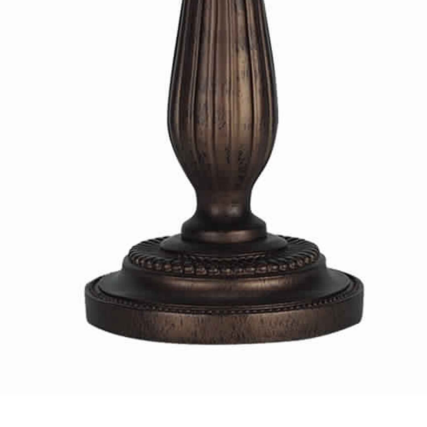 Benjara Swing Arm Metal Body Table Lamp With Fabric Bell Shade, Bronze And Beige