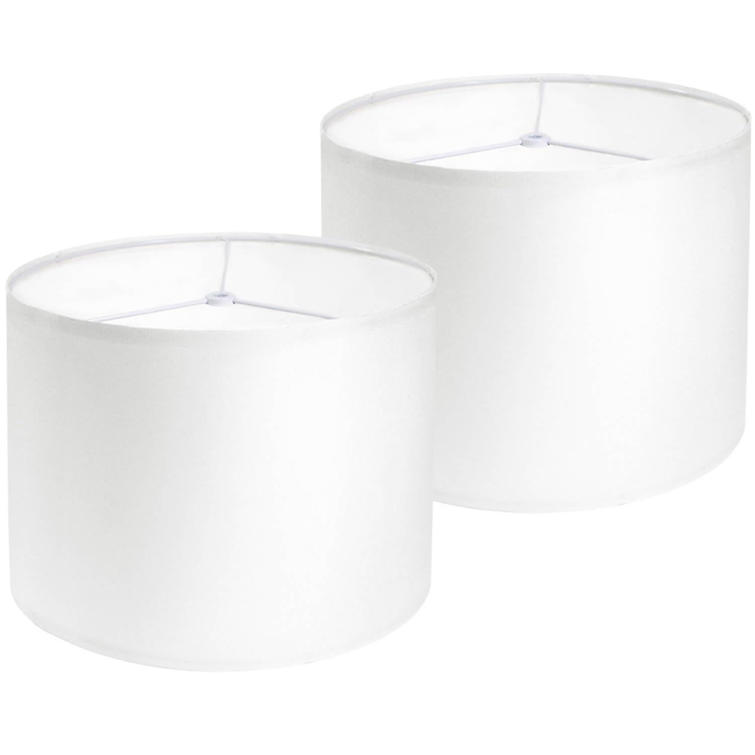 Rumidoph White Lamp Shades Set of 2, Medium Drum Lamp Shade 13Top x 13Bottom x 10High(Spider), Lampshades Replacement for Table 