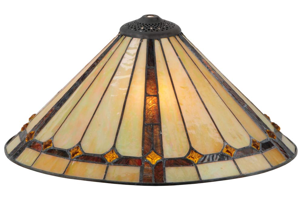 Meyda Tiffany Belvidere Shade ONLY, 16in Width, Glass, Bronze / Dark, Model 137779