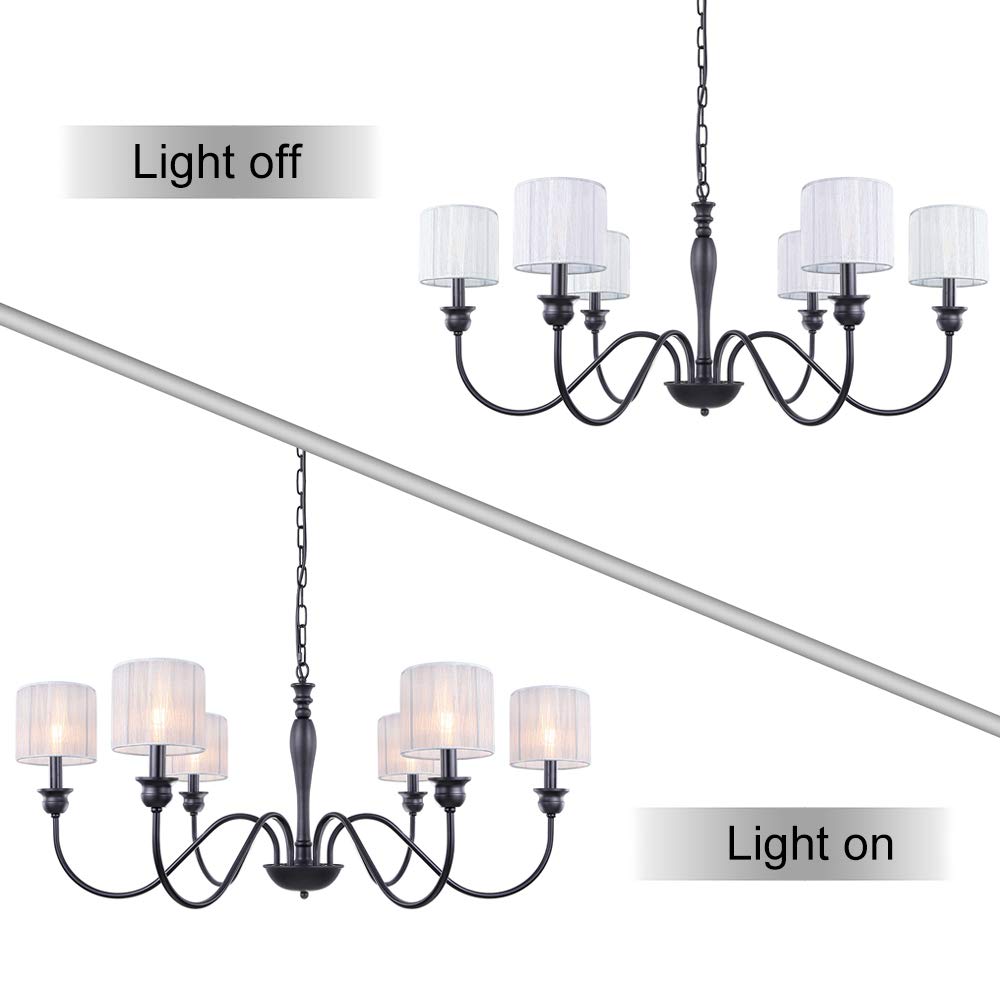 Wellmet Small Chandelier Lamp Shades, Set of 6, Clip-on Fitter, 5.5inx5.5inx5in, White Gauze, Fabric