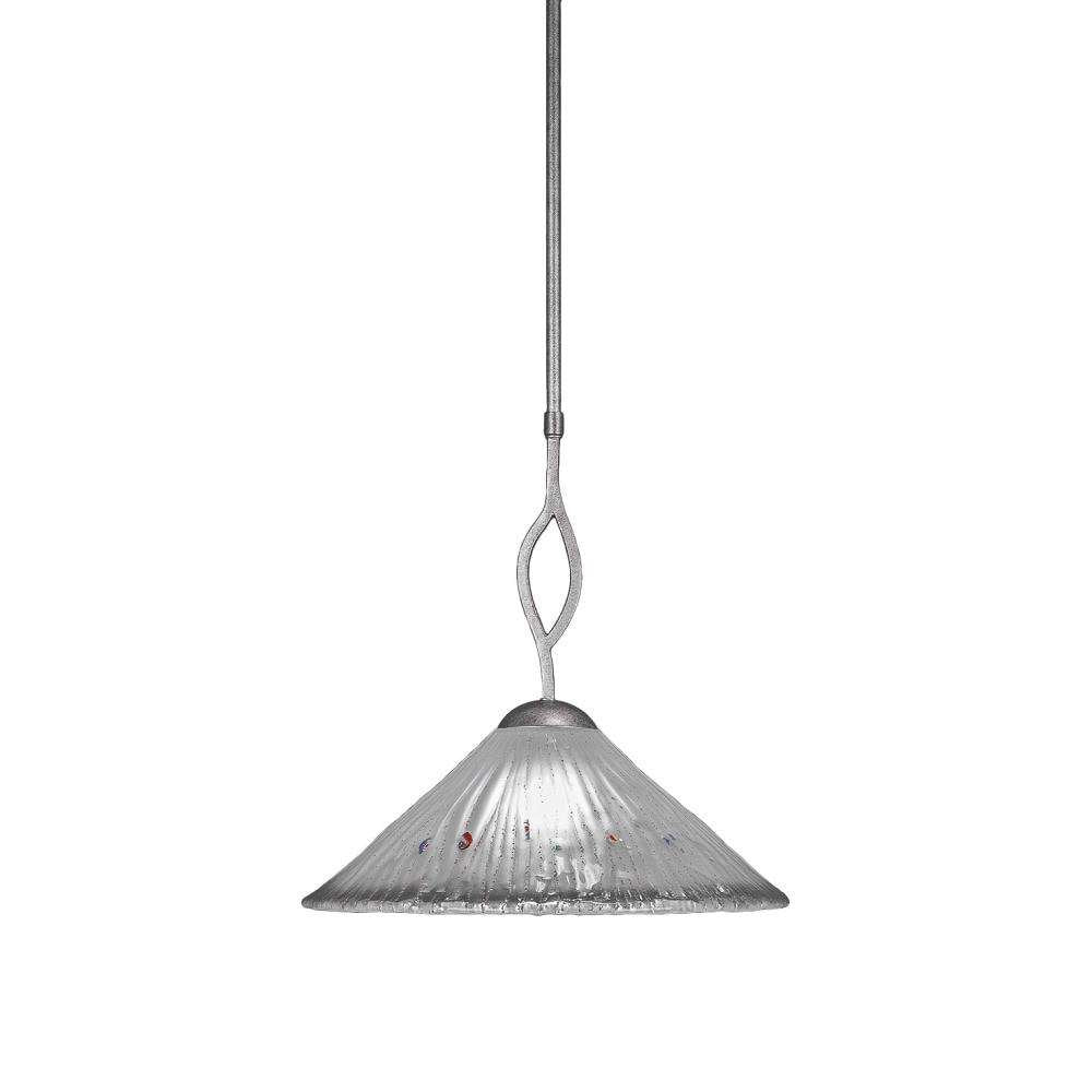 Toltec Lighting 241-As-711 Revo Pendant With 16&quot; Frosted Crystal Glass, Aged Silver Finish