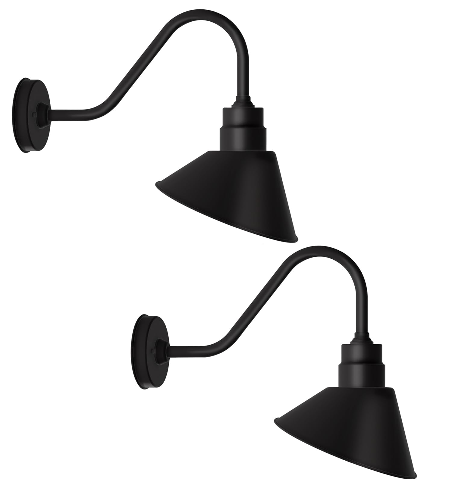 DENGNBJ Gooseneck Light - 10in Vintage Outdoor Sign Lighting, Black, 2-Pack, Model D72-10in-B2
