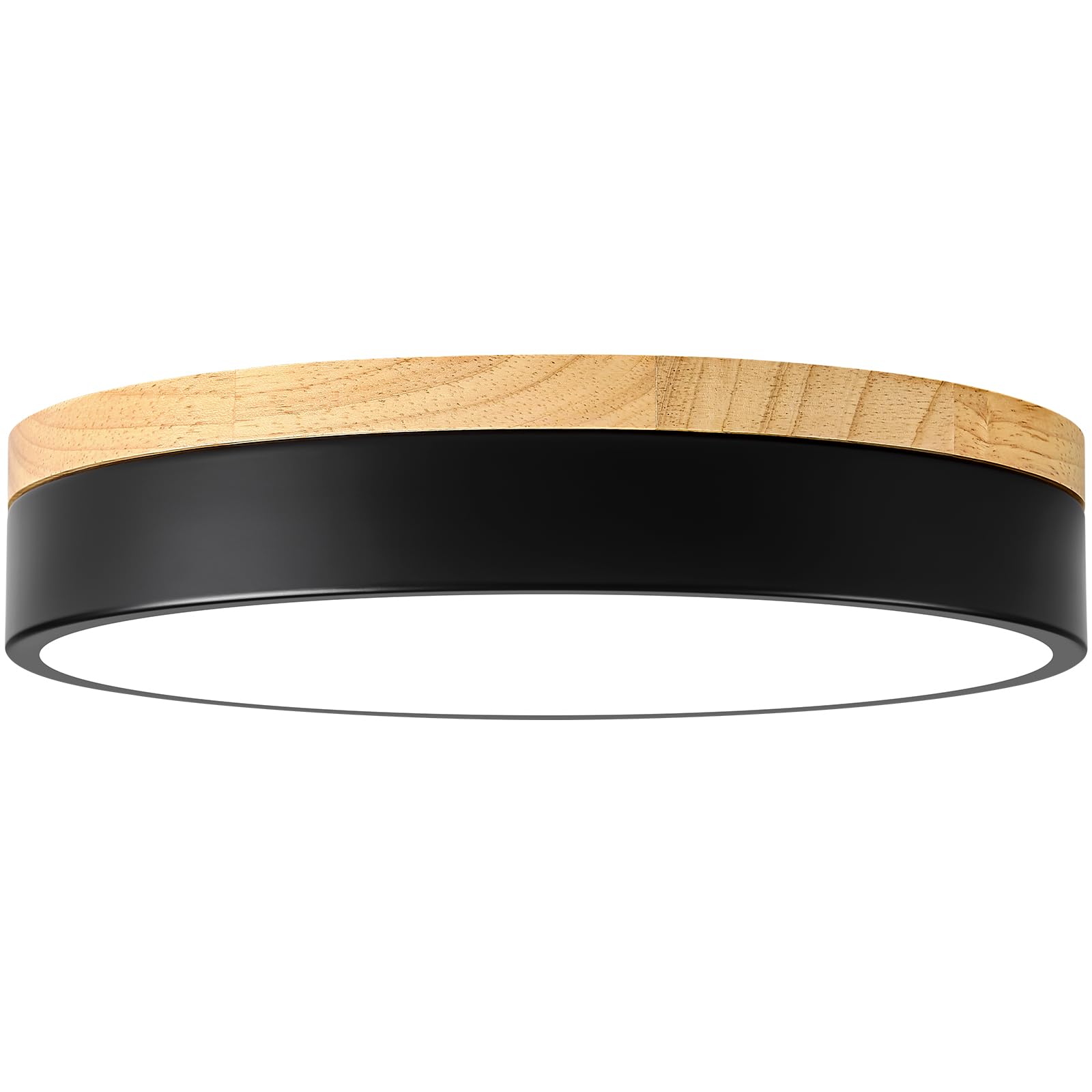 TEMINBU Dimmable Wood LED Ceiling Light, 11.81in, Black, Metal, Model TM24052801, 5CCT 2700K-6000K, Modern