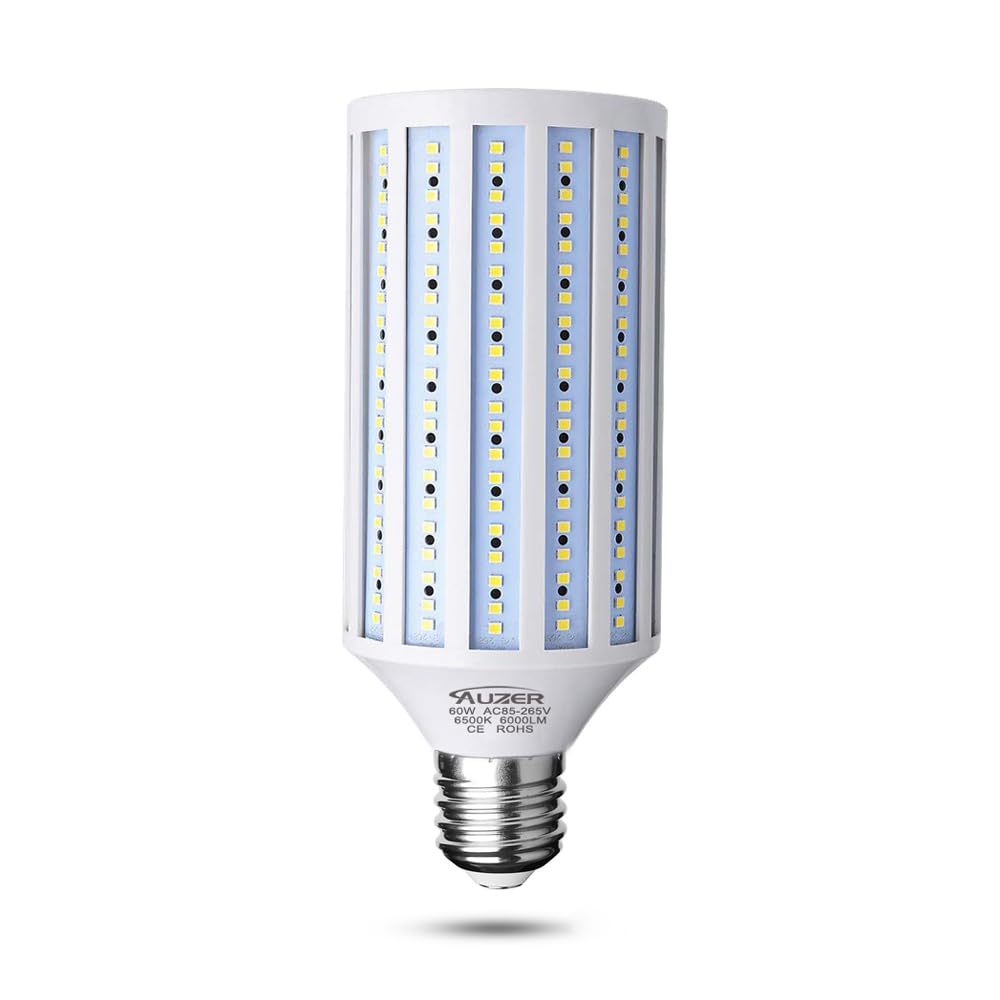 Auzer 60W LED Corn Light Bulb, E39 Base, 6000-Lumen, 6500K Cool White, Plastic, 1 Count