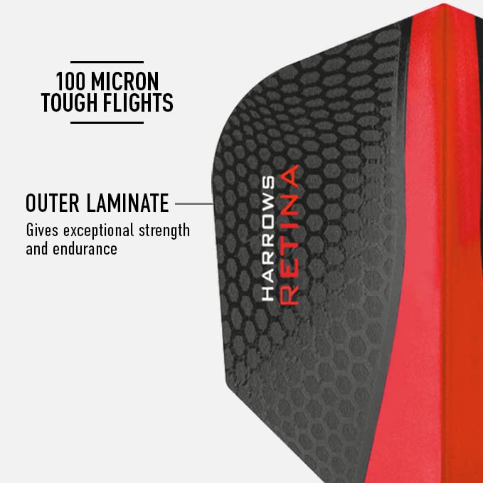 Harrows Retina Dart Flights - 5 Sets (15 Total) - 100 Micron Red - Premium Extra Strong Darts Accessories - Model AM1036