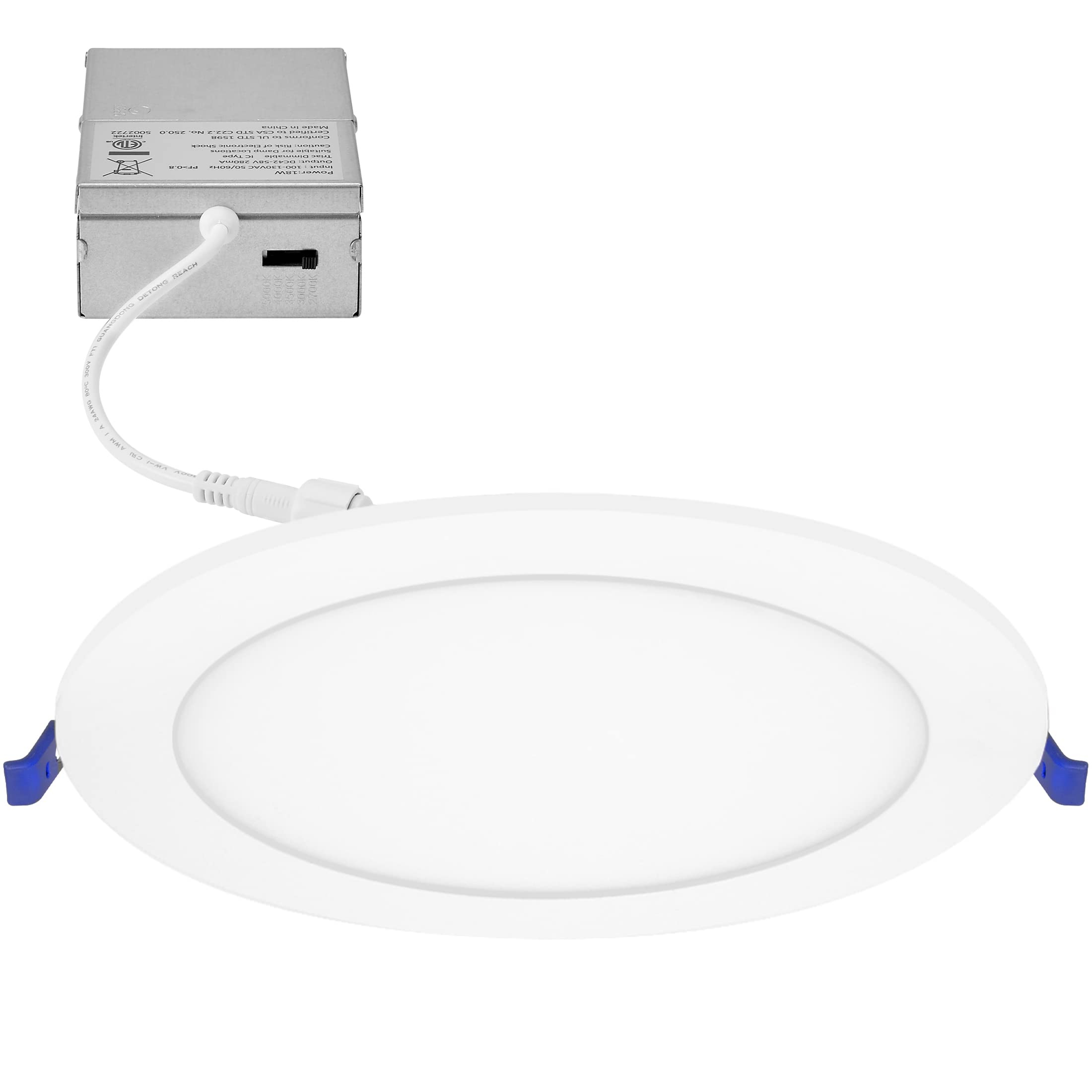 Maxxima 8 in. 5 CCT Round Recessed LED Downlight - Color Temperature Selectable 2700K/3000K/3500K/4000K/5000K, 1600 Lumens, Slim