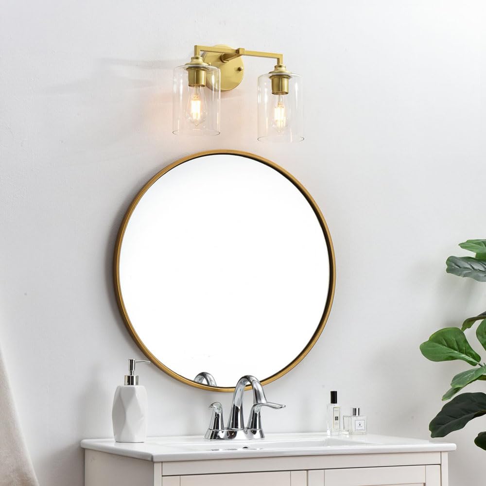 Living District Mayson 2-Light Iron & Glass Bath Sconce in Black/Clear