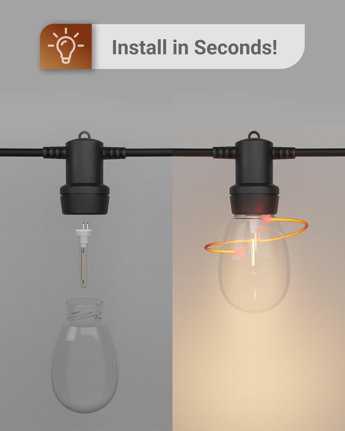 Sunco 10 Pack S14 Led Patio String Light Replacement Bulbs For Outdoors, 1W=4W, 2700K Soft White, Non-Dimmable, 50 Lumens, 2-Pro