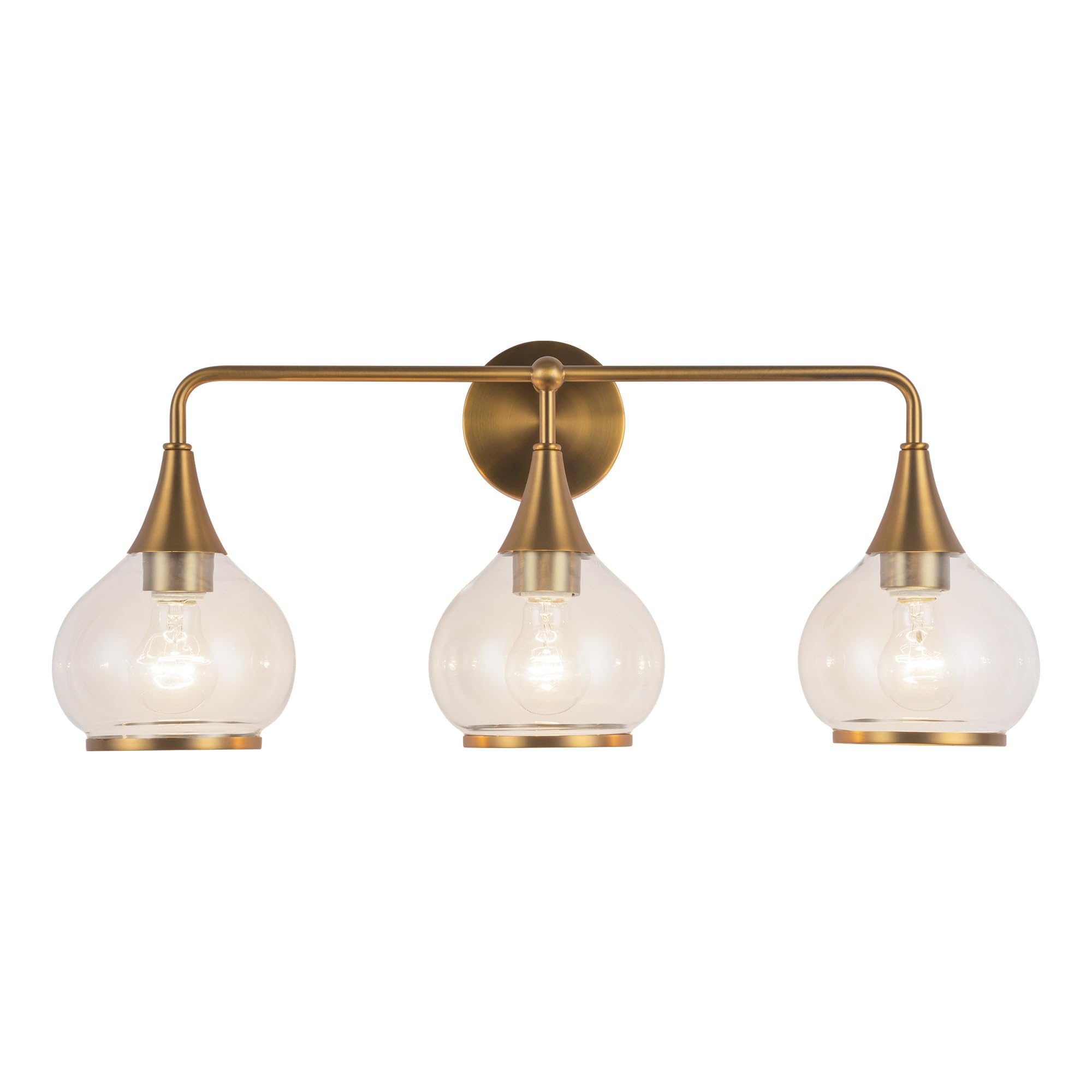 Alora Mood Hazel 26-in Aged Gold/Clear Glass 3 Lights Vanity