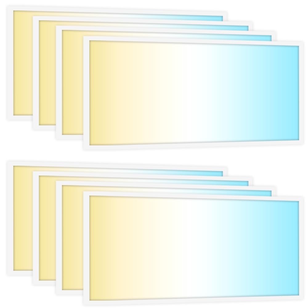 Sunco 8 Pack 2x4 LED Flat Panel Light Drop Ceiling Office Shop Commercial Warehouse Fixture, 6500 Lumens, Selectable Features, 3