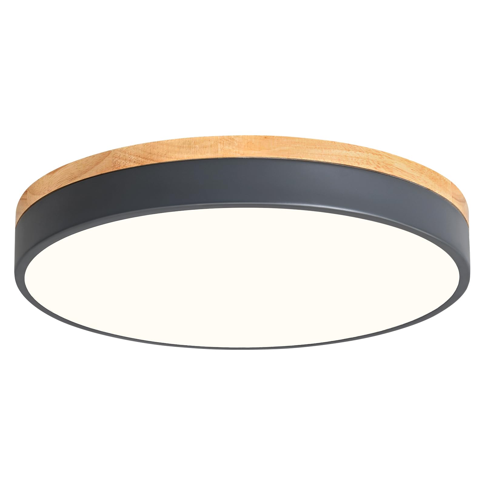 Goomavi Dimmable Wood Led Close To Ceiling Light, Modern 2700K-6000K 5Cct Round Grey Flush Mount Ceiling Light Fixtures, Minimalist Ceiling Lamp For Living Room, Dining Room, Bedroom, Kitchen-15.8In