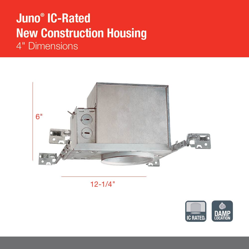 Juno Lighting Ic1 Contractor Select Ledt24 4'' Ic-Rated Recessed Housing For Juno Basic Retrofits 4 Inches New Construction