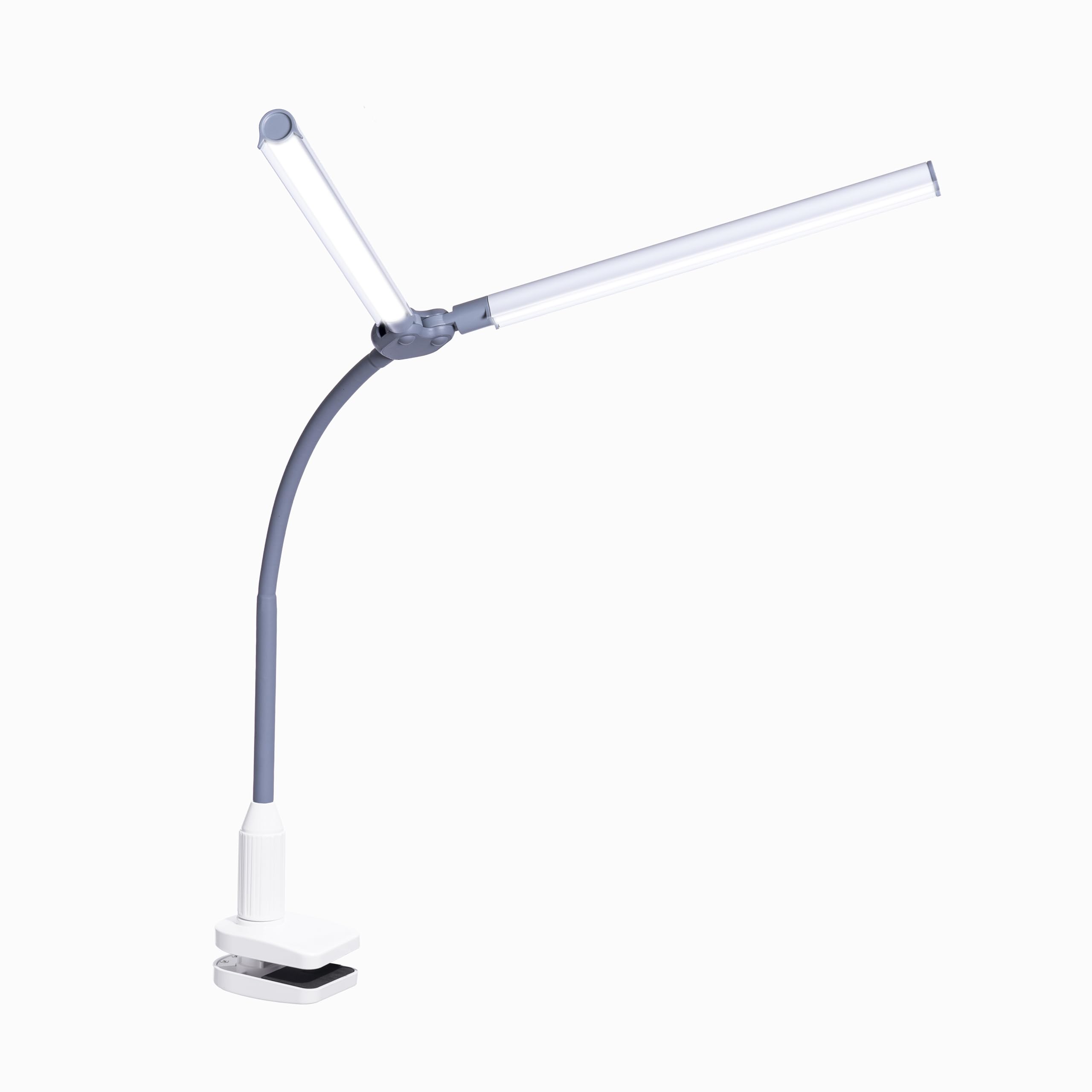 DuoPro Clamp LED Lamp - 6,000K Daylight, 2,100 Lux at 12, 4 Brightness Levels, Anti-Glare Shades, Adjustable Arm, Slim Design, P