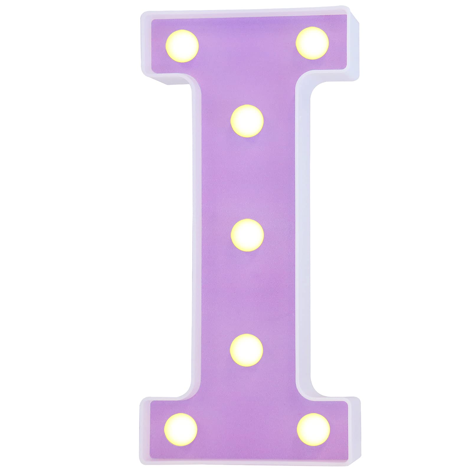 Pooqla LED Letter Lights, Purple Alphabet Sign, Warm White LED, Home Party Decoration