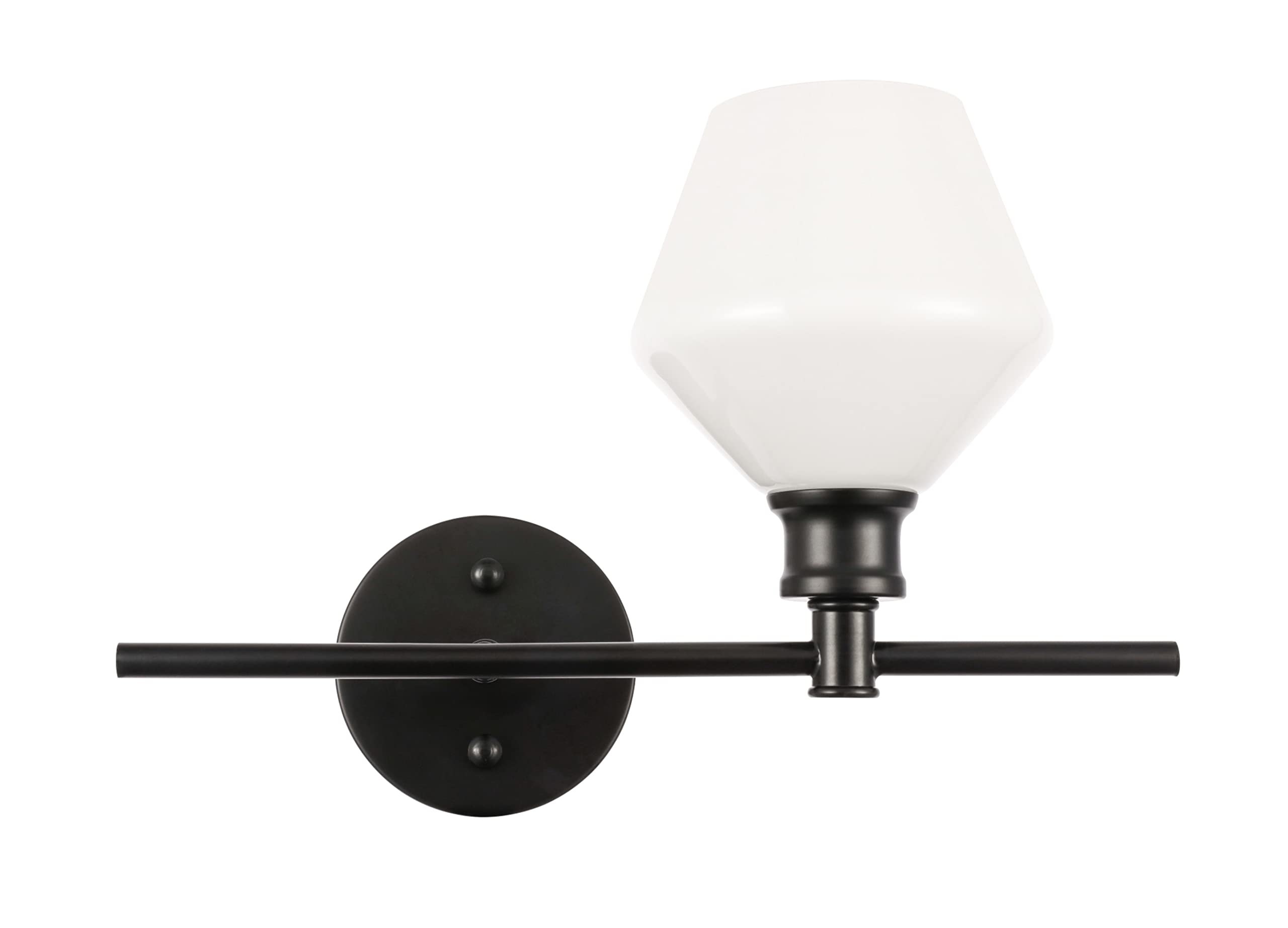 Living District Black Iron Wall Sconce With Frosted White Glass - 1 Light Fixture