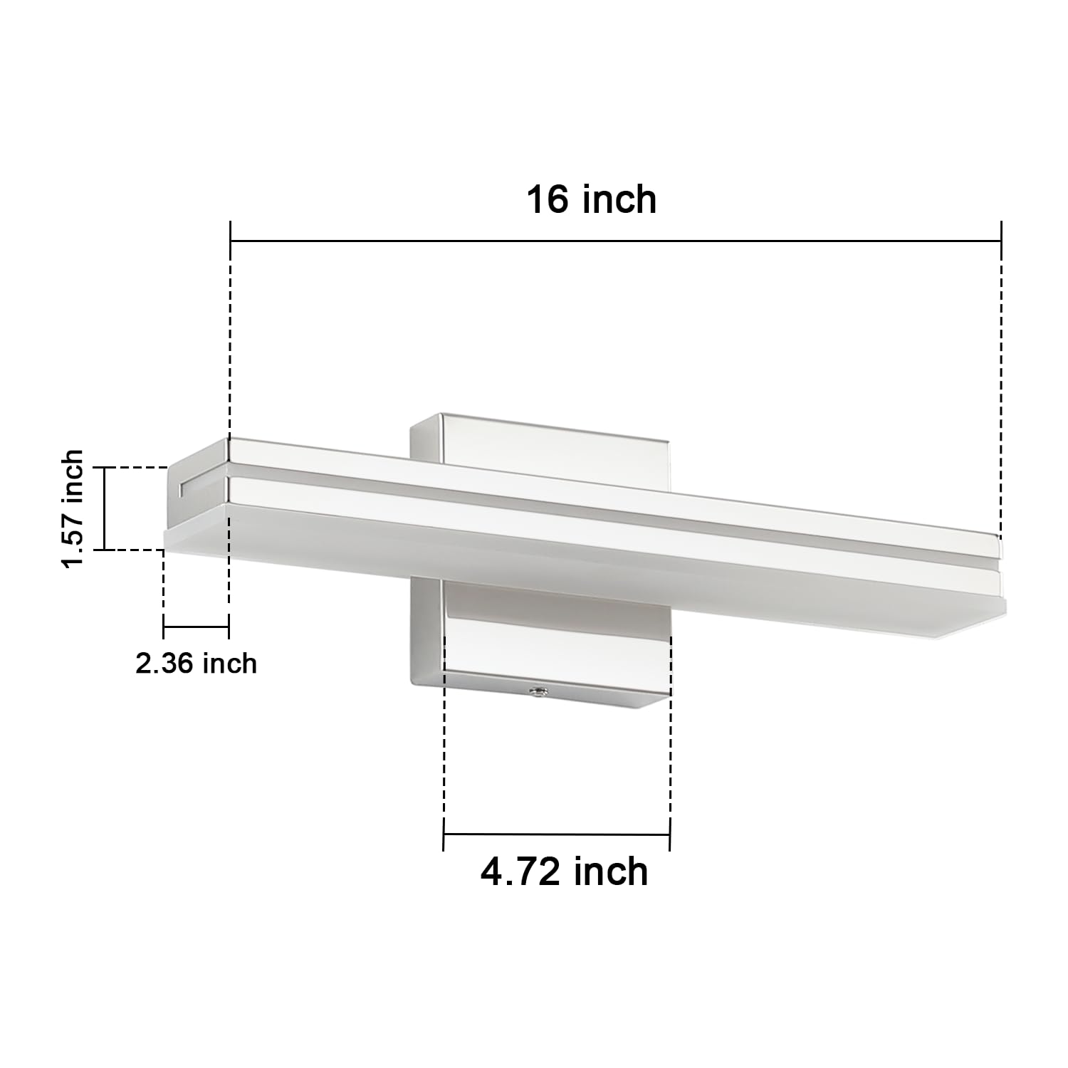 Sinerise 16-Inch Led Modern Bathroom Vanity Light Bar  Chrome Modern Acrylic Bathroom Wall Lighting Fixtures Over Mirror (Cool White 6000K)