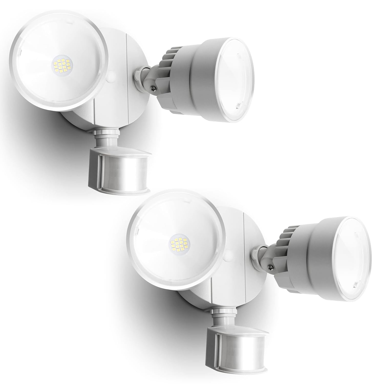 LUTEC Dual-Head Motion Activated Flood Light 2000 Lumen 18W IP54 Waterproof 2 Pack White Model P6221-Pir
