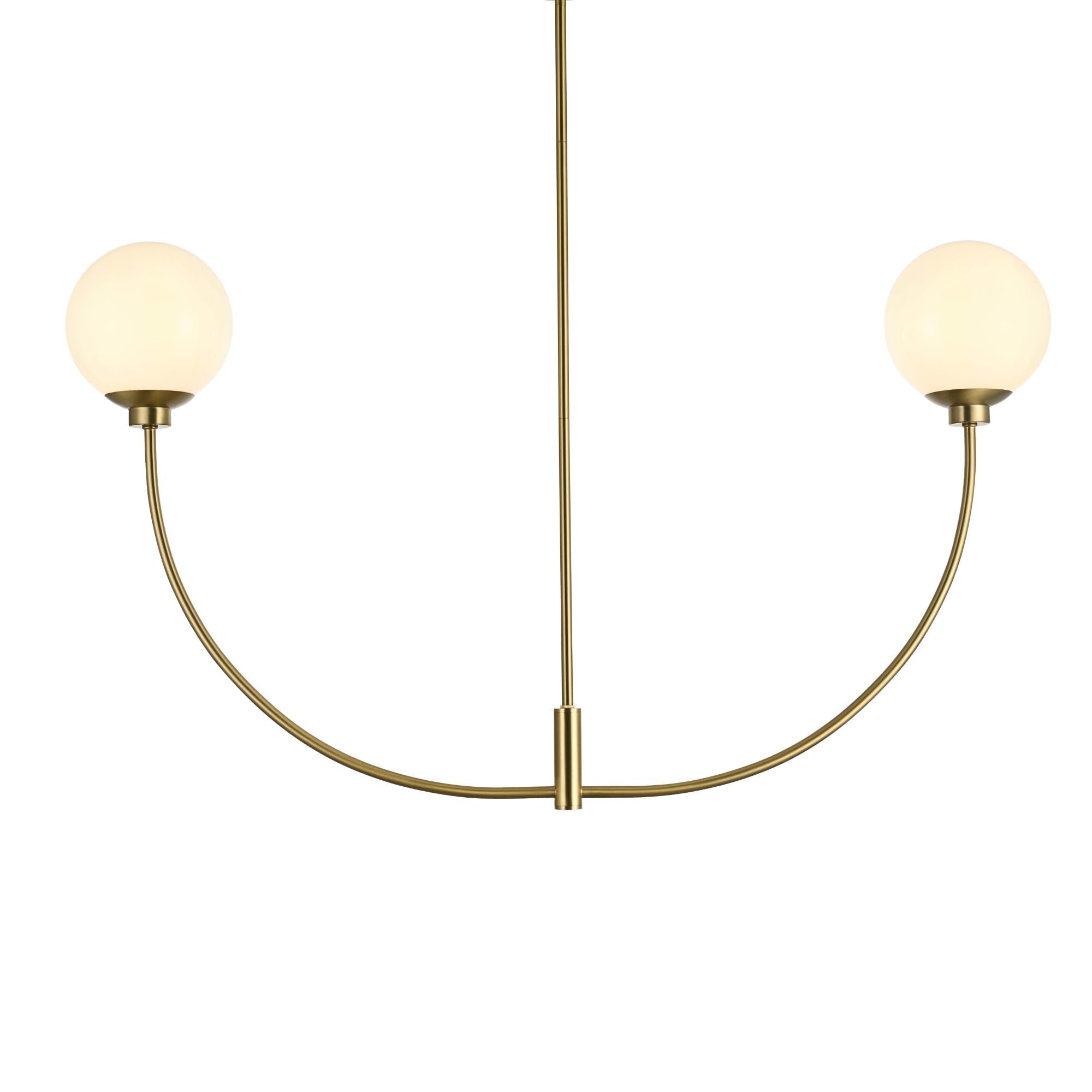 Living District Nyomi 24&quot; 2-Light Satin Gold/White Metal/Glass Chandelier