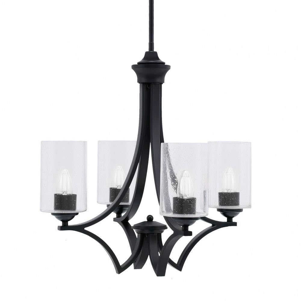 Toltec Lighting 564-MB-300 Zilo - 4 Light Uplight Chandelier-19.75 Inches Tall and 19 Inches Wide, Finish Color: Matte Black, Glass Color: Clear Bubble