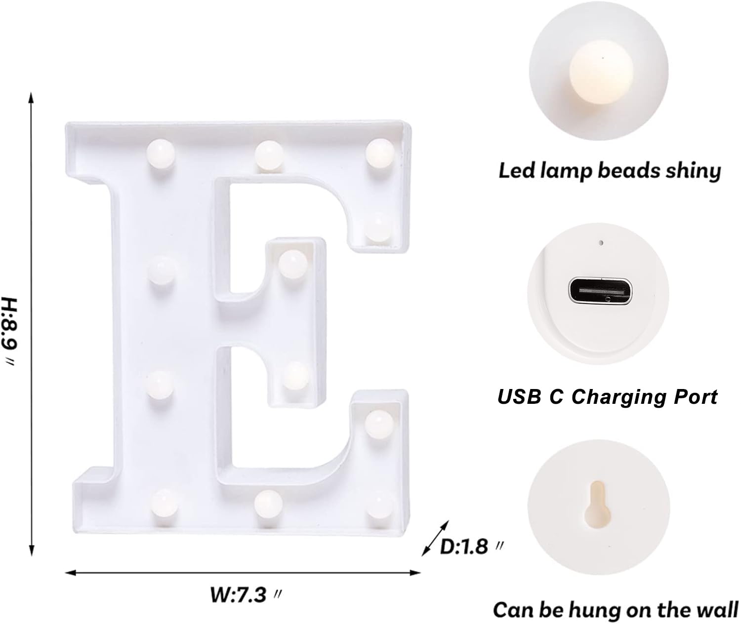 Foaky Rechargeable Led Letter Lights Sign Marquee Light Up Letters Sign For Night Light Wedding/Birthday Party Christmas Lamp Ho