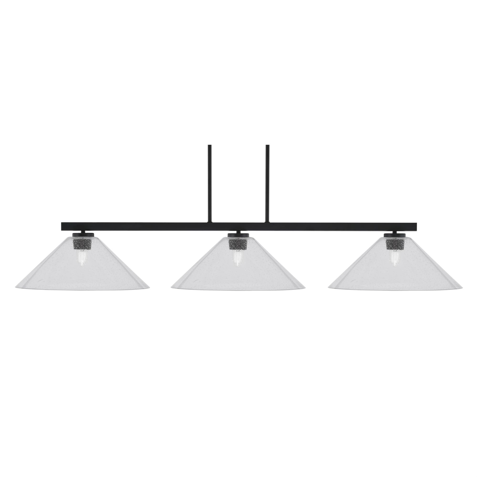 Toltec Lighting Atlas 3 Light Bar - Matte Black Finish, 16in Clear Bubble Glass