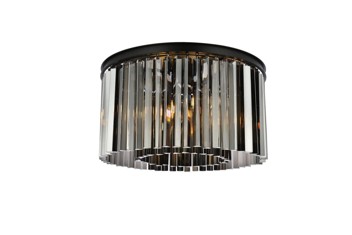 Elegant Lighting 1208F26MB-SS-Rc 26 Dia x 135 H in Sydney Flush Mount - Mocha Brown- Royal cut Silver Shade crystals