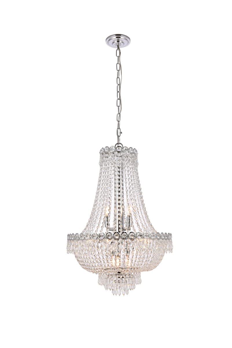 Elegant Lighting 1900D20G/RC 12-Light Crystal Chandelier, Gold Finish, 20in x 26in, Clear Crystal, Two-Tier Design