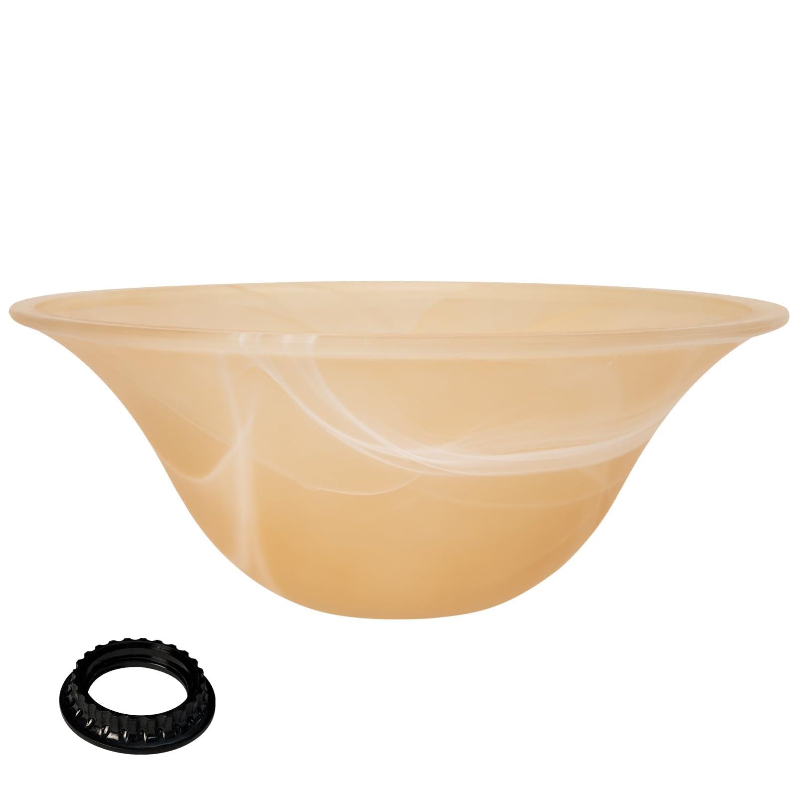 lianheng Glass Bowl Shade Replacement for Torchiere Floor Lamp, Standing Lamp Replacement Shade with E26 Socket Compatible, Ambe