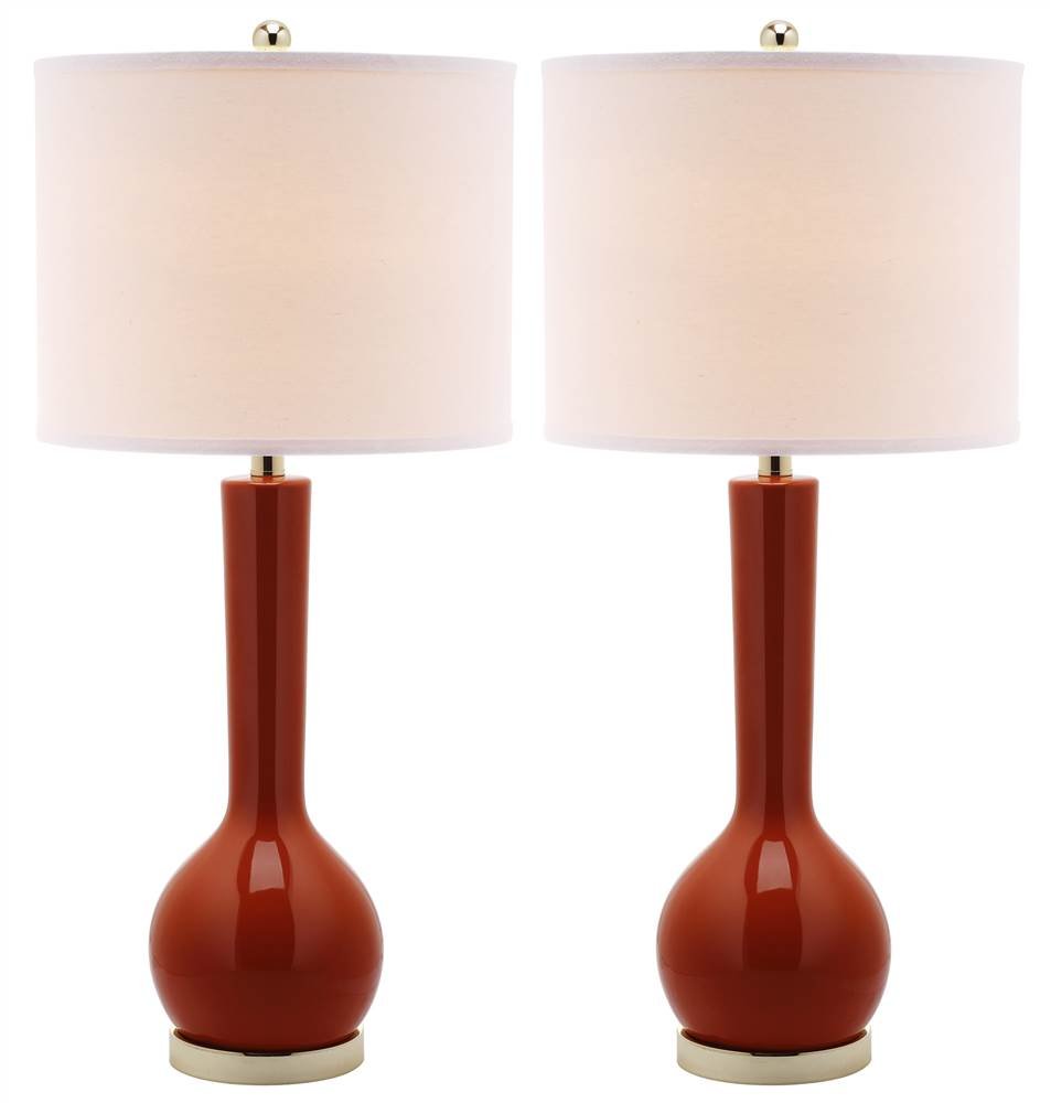 SAFAVIEH Lighting Collection Mae Long Neck Modern Contemporary Blood Orange Ceramic 31-inch Bedroom Living Room Home Office Desk