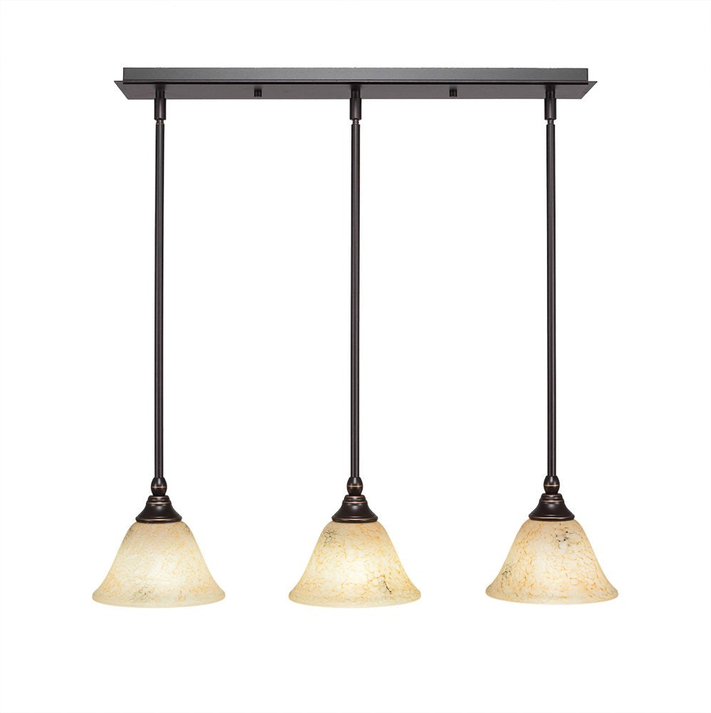 Toltec Lighting 25-Dg-508 3 Light Multi Light Mini Pendant With Hang Straight Swivels With 7&quot; Italian Marble Glass, Dark Granite Finish