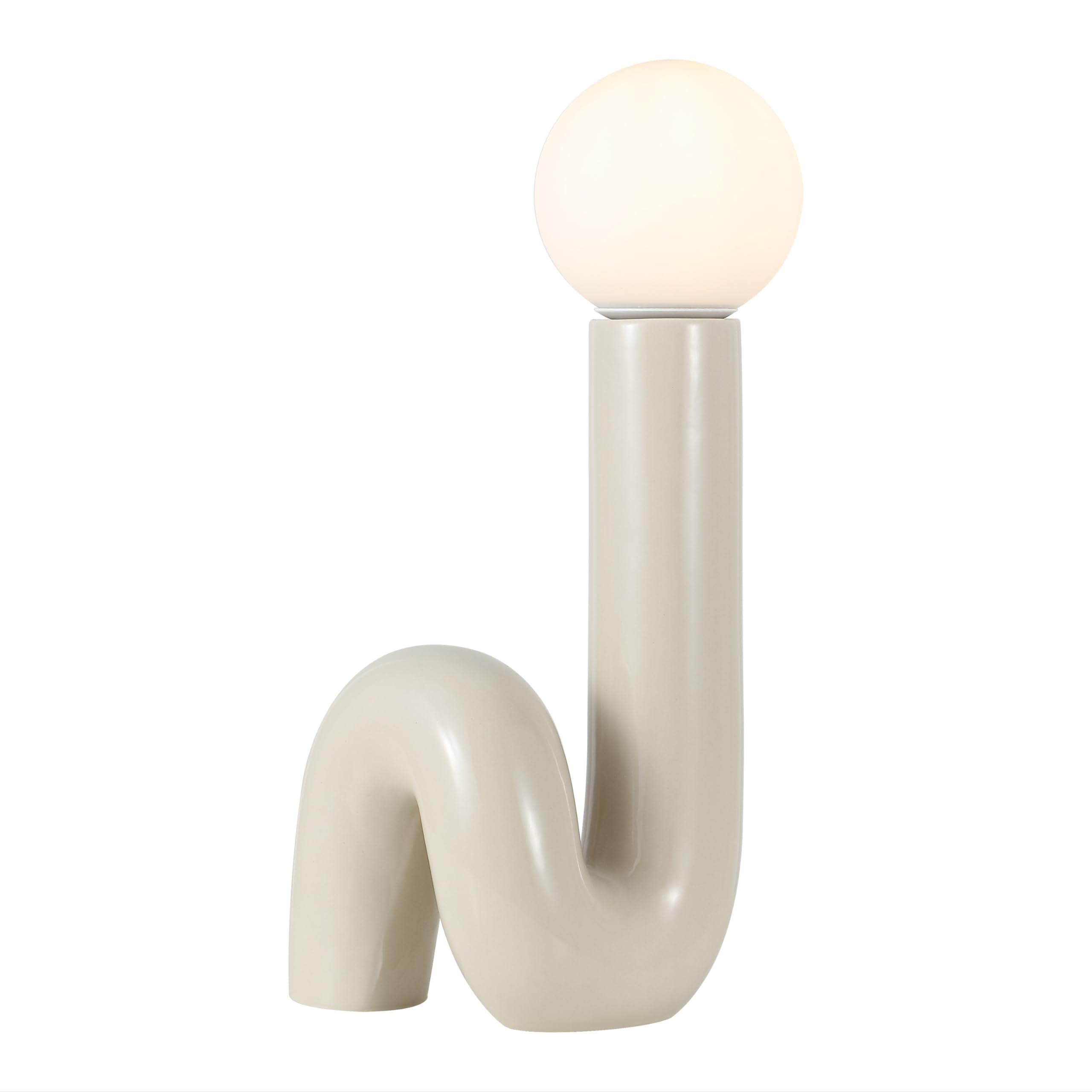JONATHAN Y 18 Light Gray Modern Ceramic Spiral Table Lamp for Bedroom Living Room, Katya Minimalist Bedside Lamp, Frosted Glass 