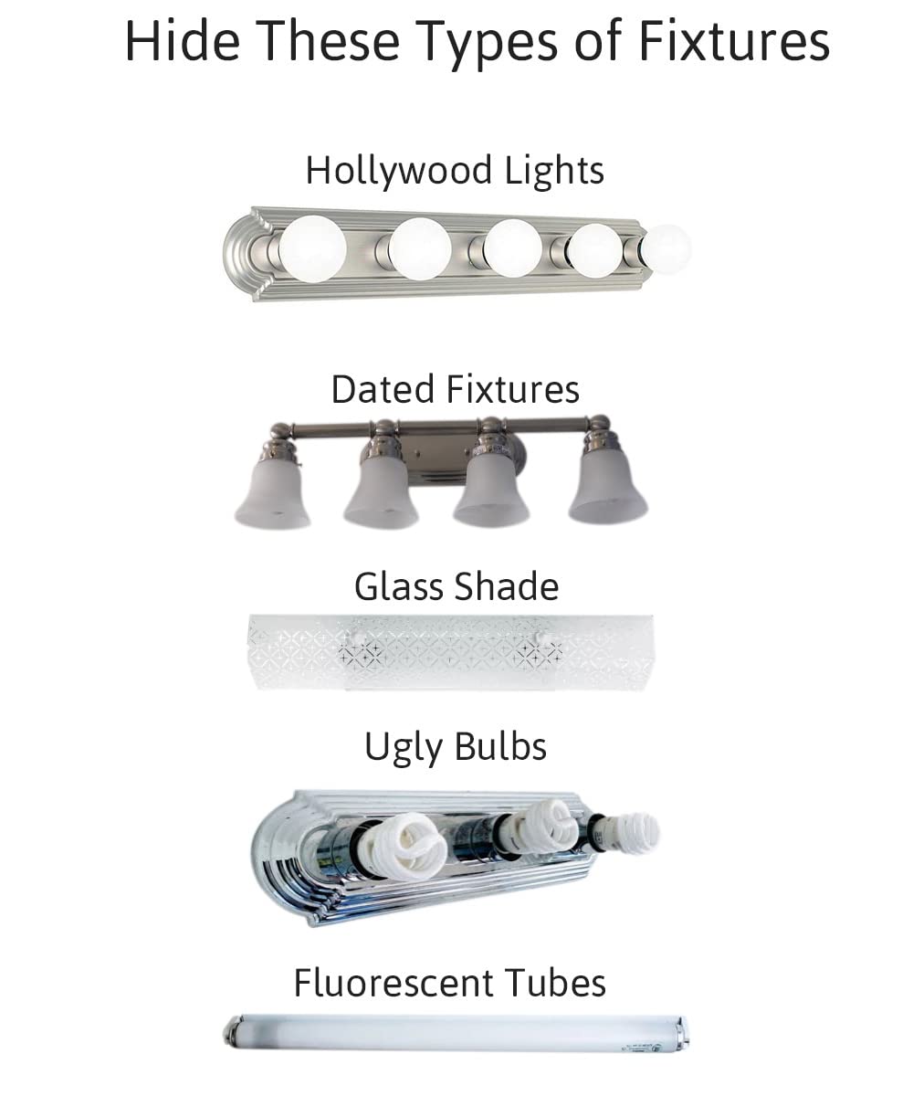 HomeConcept Moderne Vanity Light Cover Conversion Kit, 20inW, White Fabric Shade, Model VS0720SWH