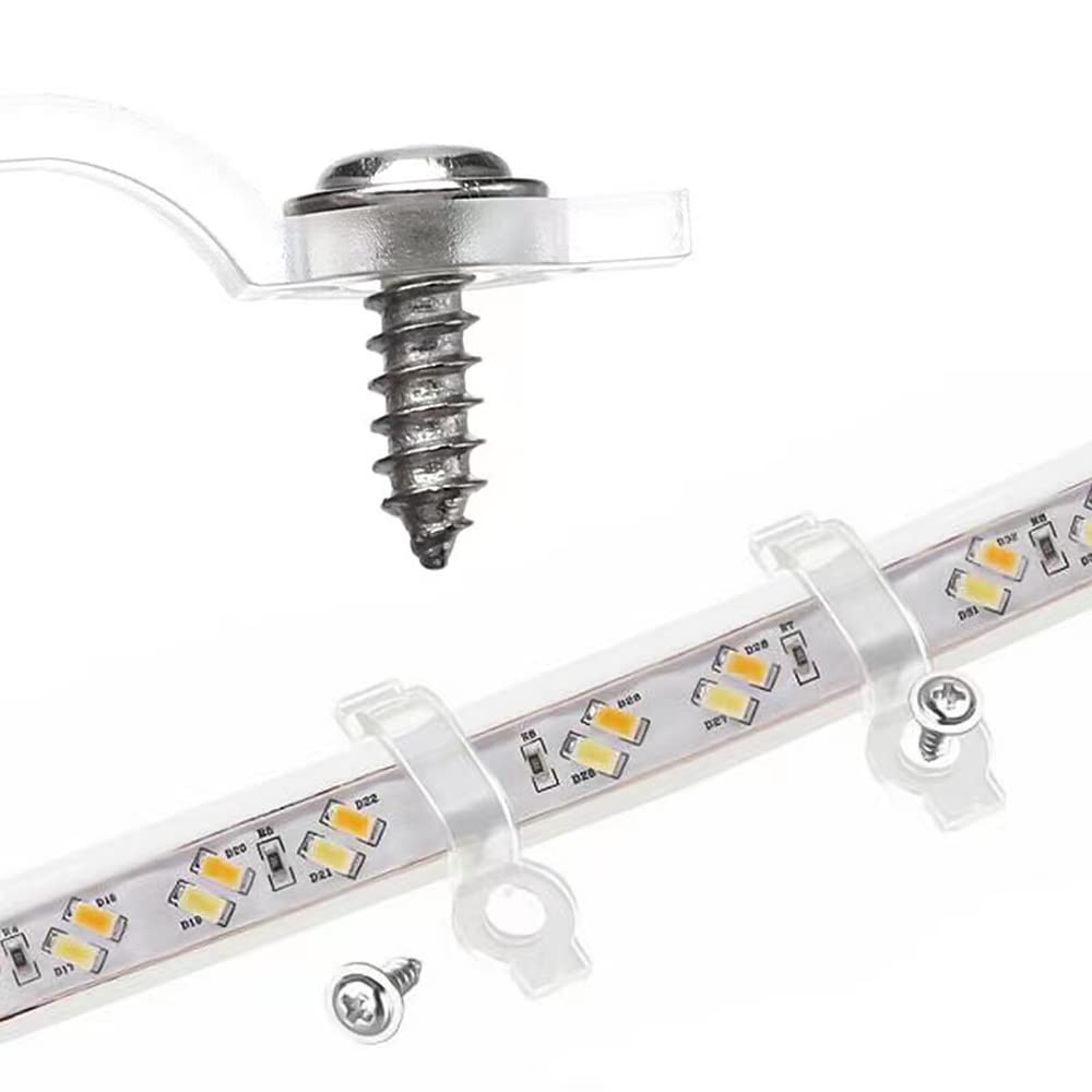 100 Pack Strip Light Mounting Bracket,Transparent Fixing Clips For 10Mm Wide Ip65 Waterproof 5050 Led Strip Light,One Side Fixin
