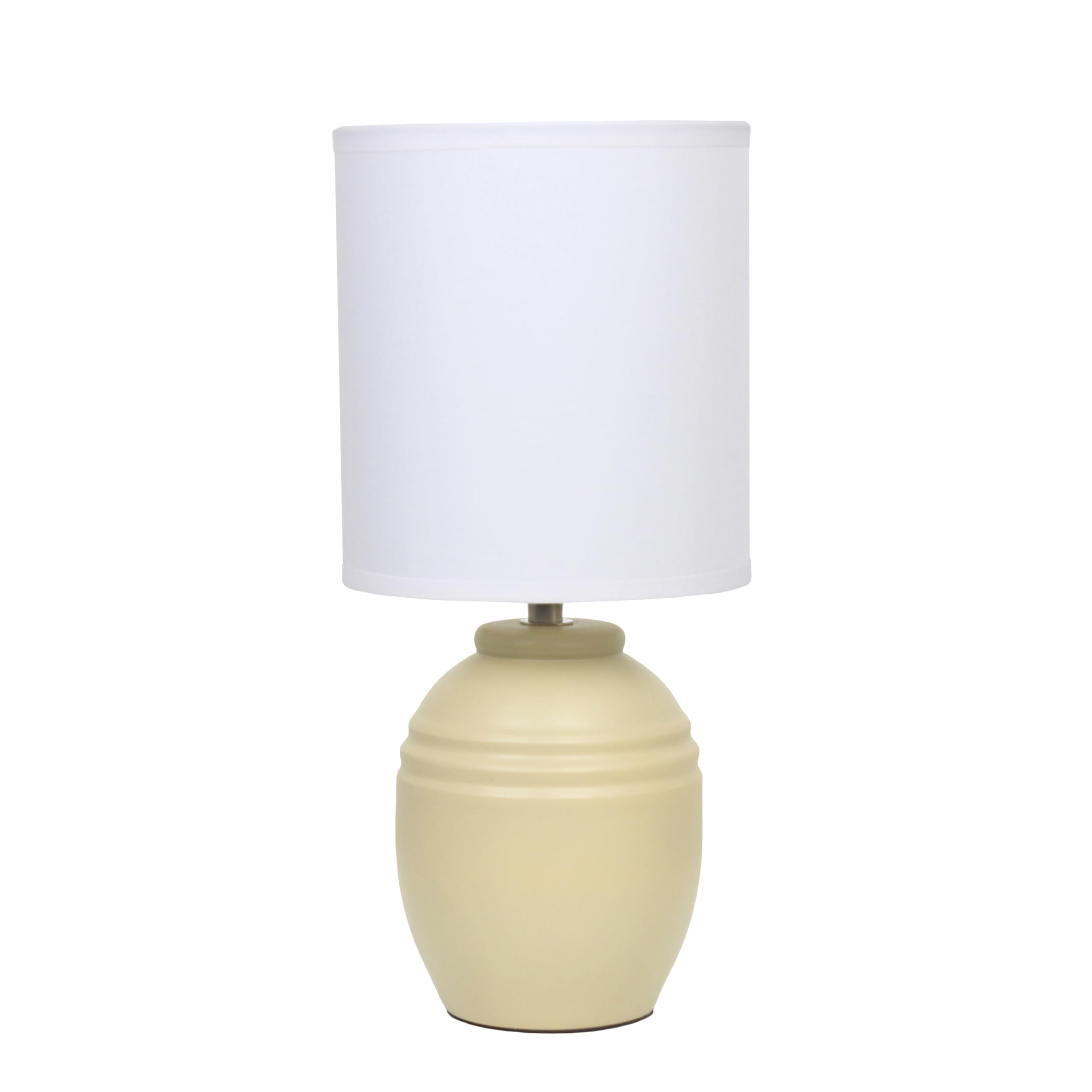 Simple Designs LT1164-KHK 12.5 Chic Glow Mini Classic Jar Table Lamp with Fabric Shade  for Bedroom  Office  Living Room  Stylish Spaces  Khaki