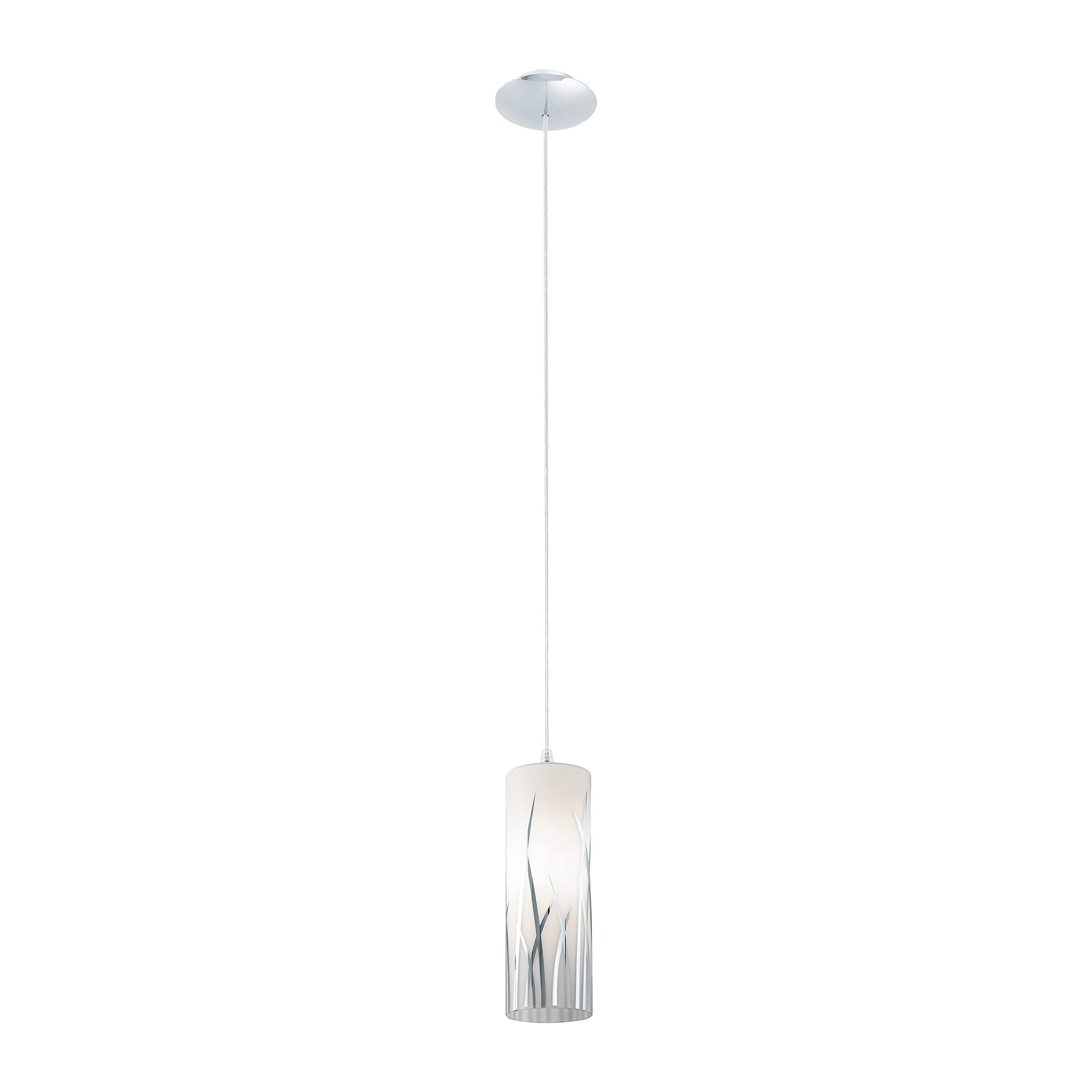 EGLO 92739A Rivato 1-Light Pendant Hanging Adjustable Lighting Fixture with Glass Shade for Kitchen Island, Hallway, and Dining 