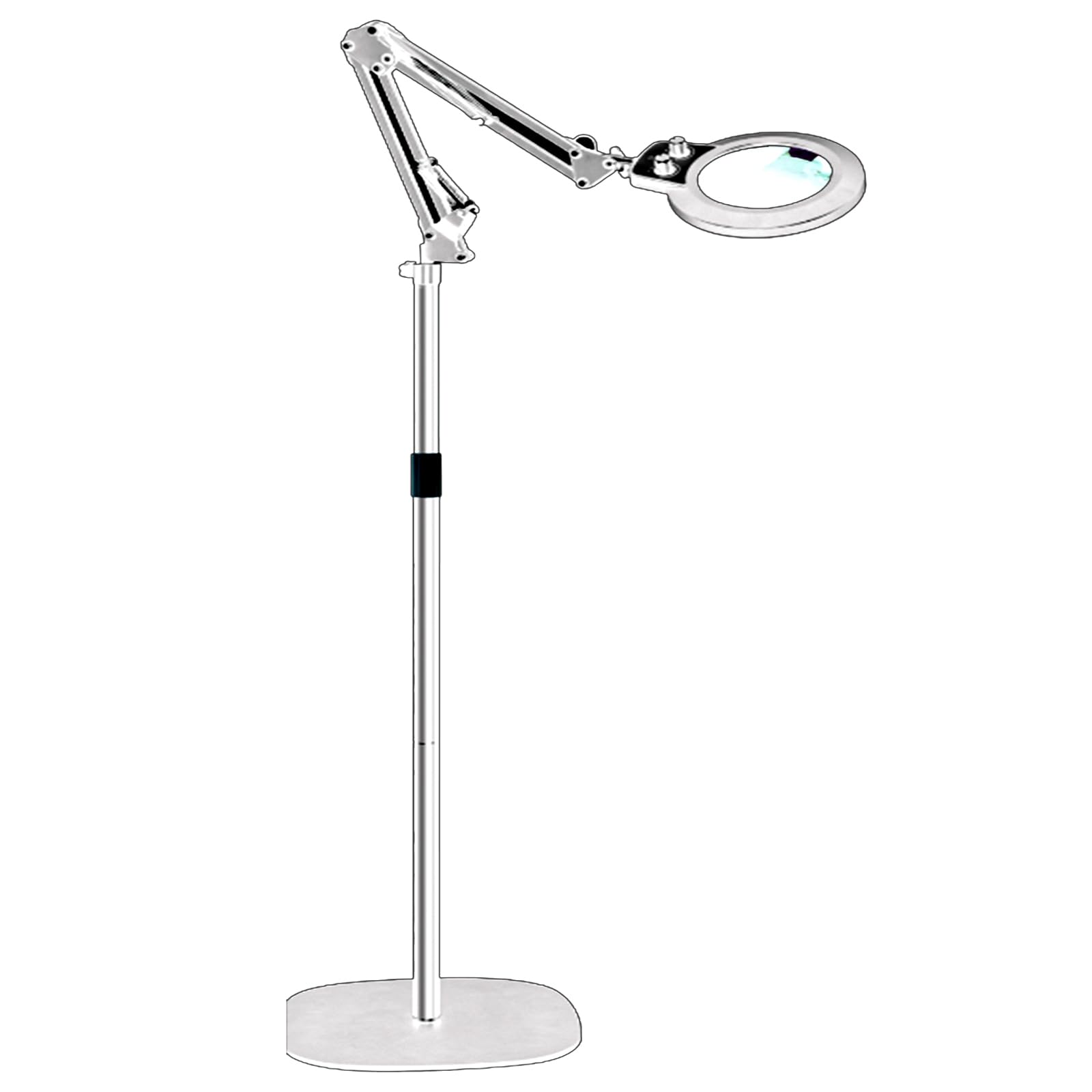 KMDES 2 in 1 Floor Magnifying Glass with Light and Stand, Dual Knob Infinite Color Dimmable 12X Large Lighted Magnifier Workbenc