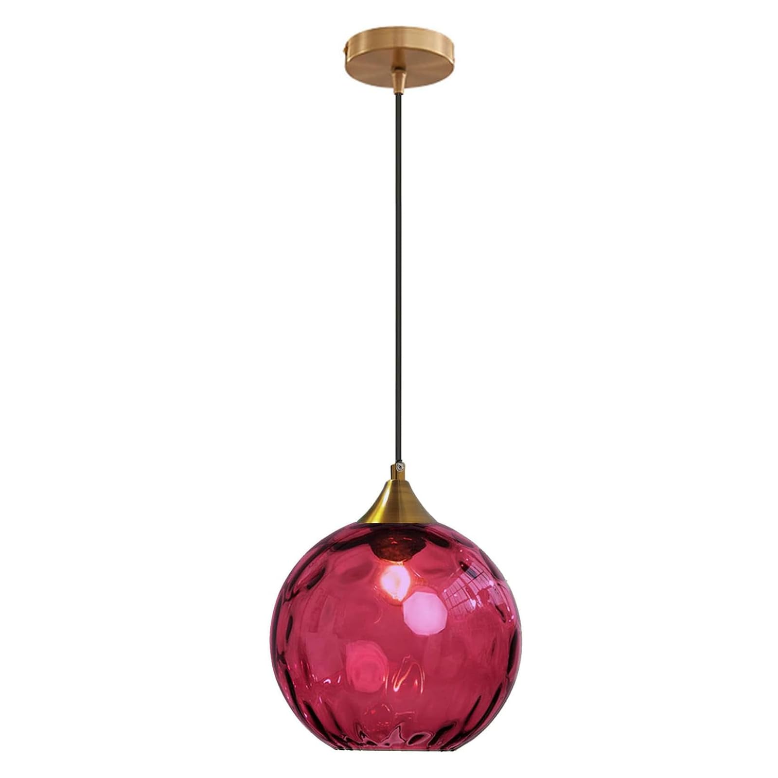 LOTREE 7.8 Inches Beverage Glass Globe Pendant Lights Fixtures E26 Modern Farmhouse Glass Ball Pendant Lighting with Gold Brass Finish (Beverage)